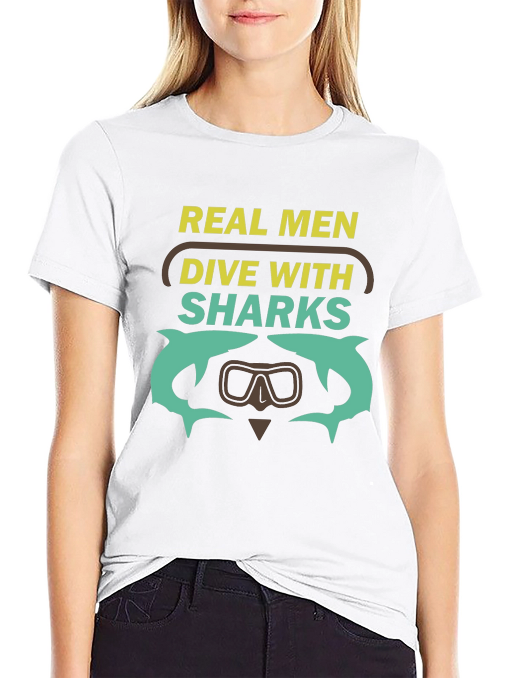 Camiseta Hombre Bucea con Tiburones