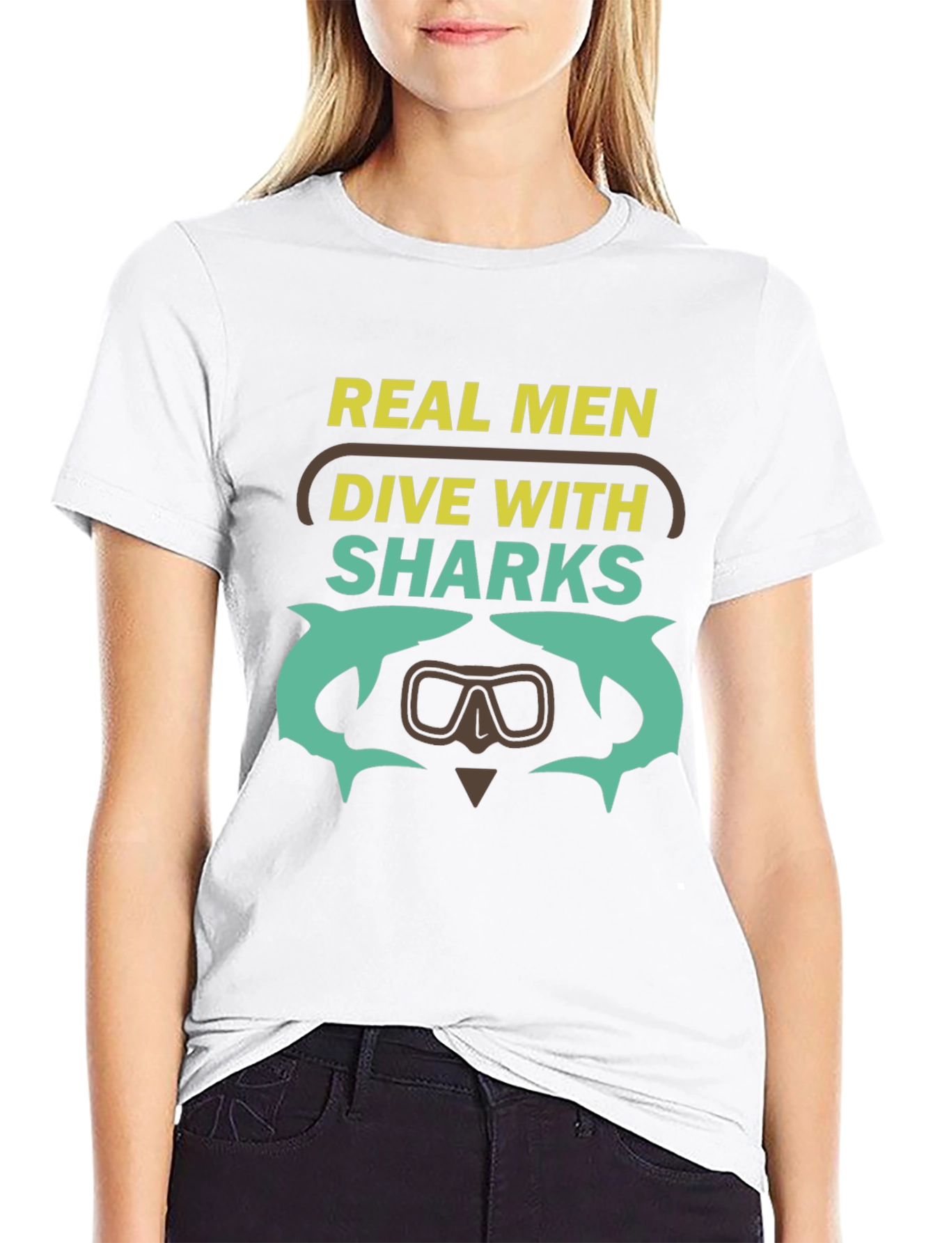Camiseta Hombre Bucea con Tiburones