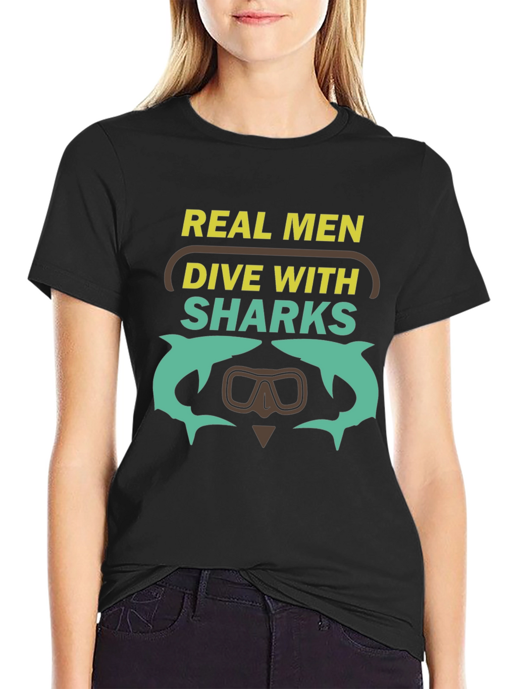 Camiseta Hombre Bucea con Tiburones