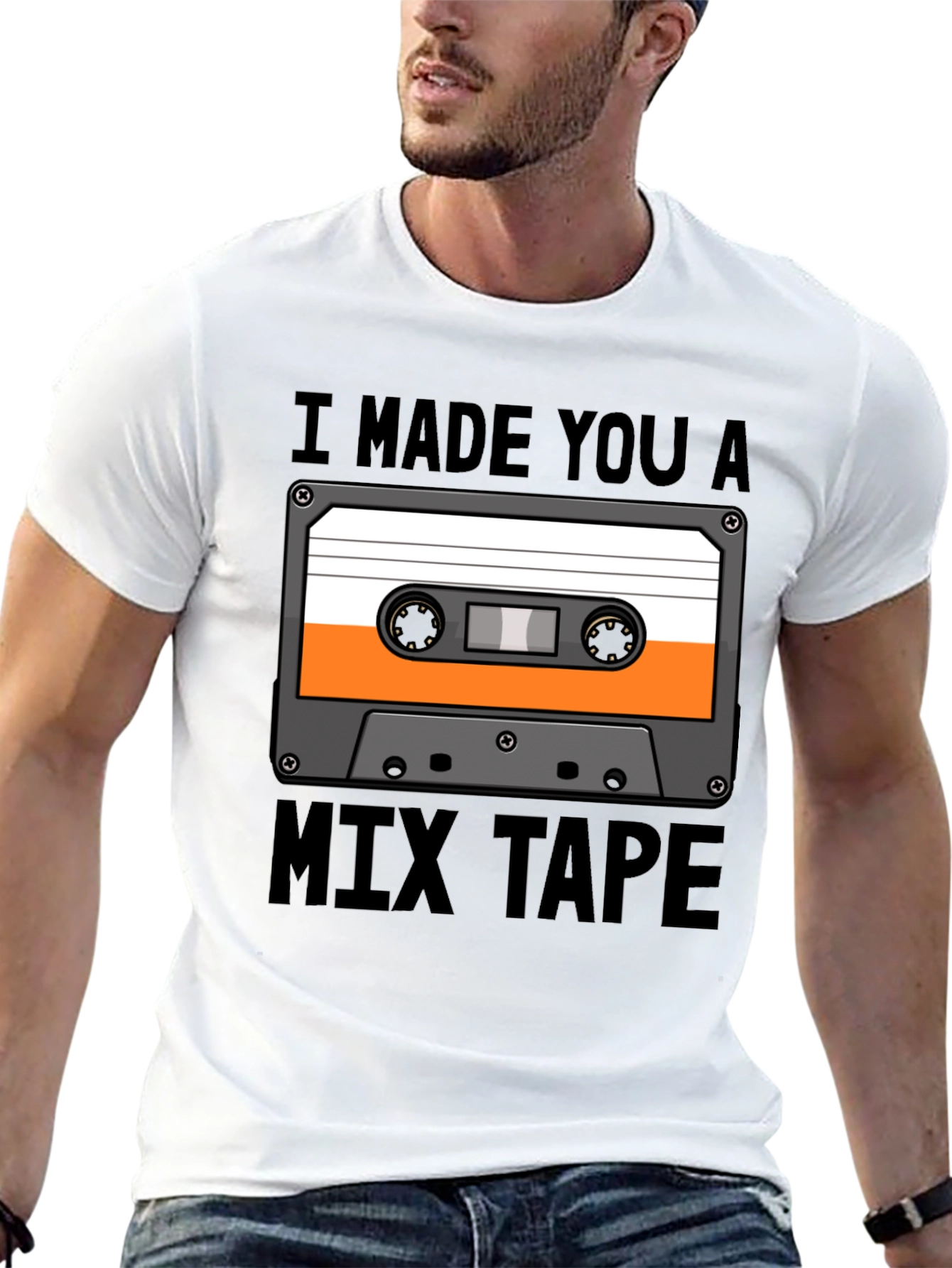 Camiseta Negra con Diseño de Cassette Mix Tape