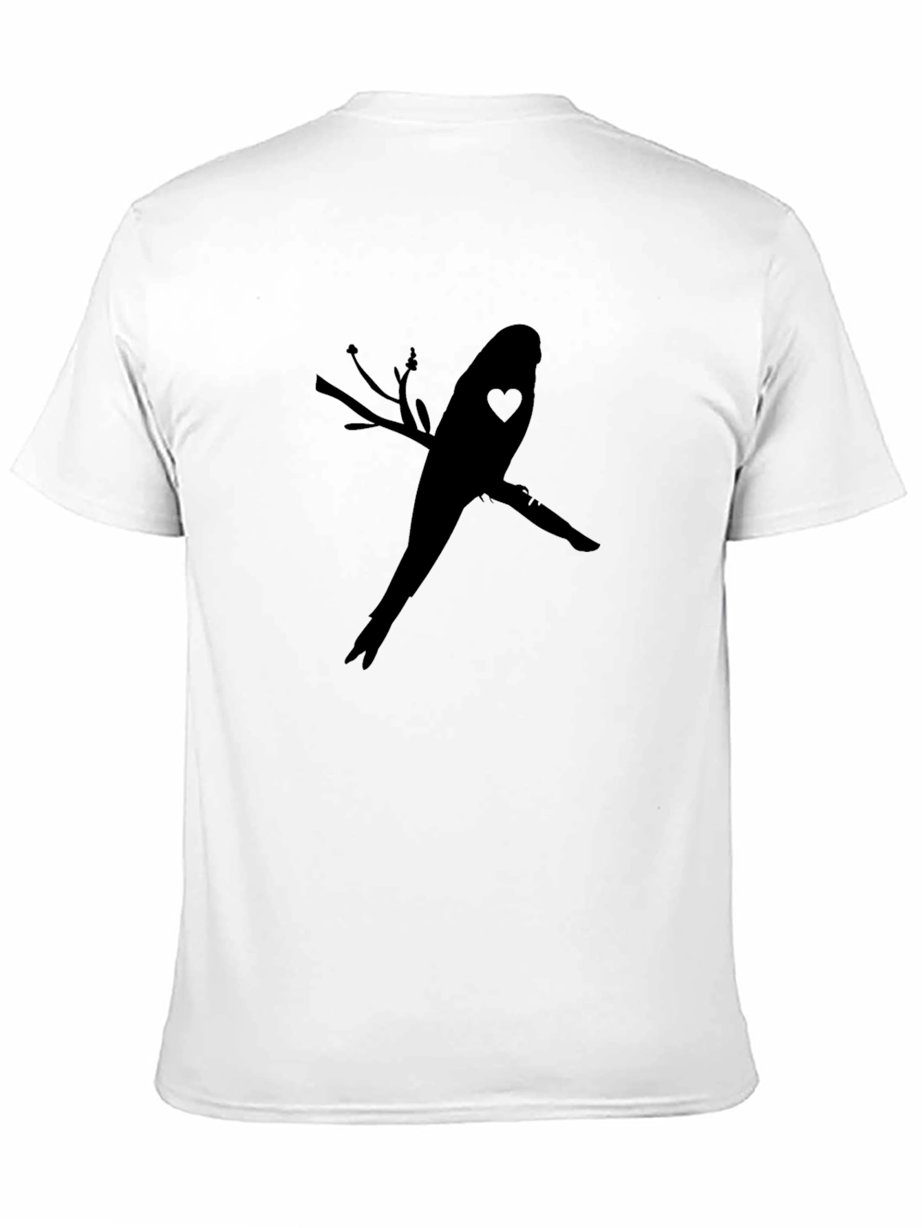 Camiseta Negra con Diseño de Pájaro y Corazón