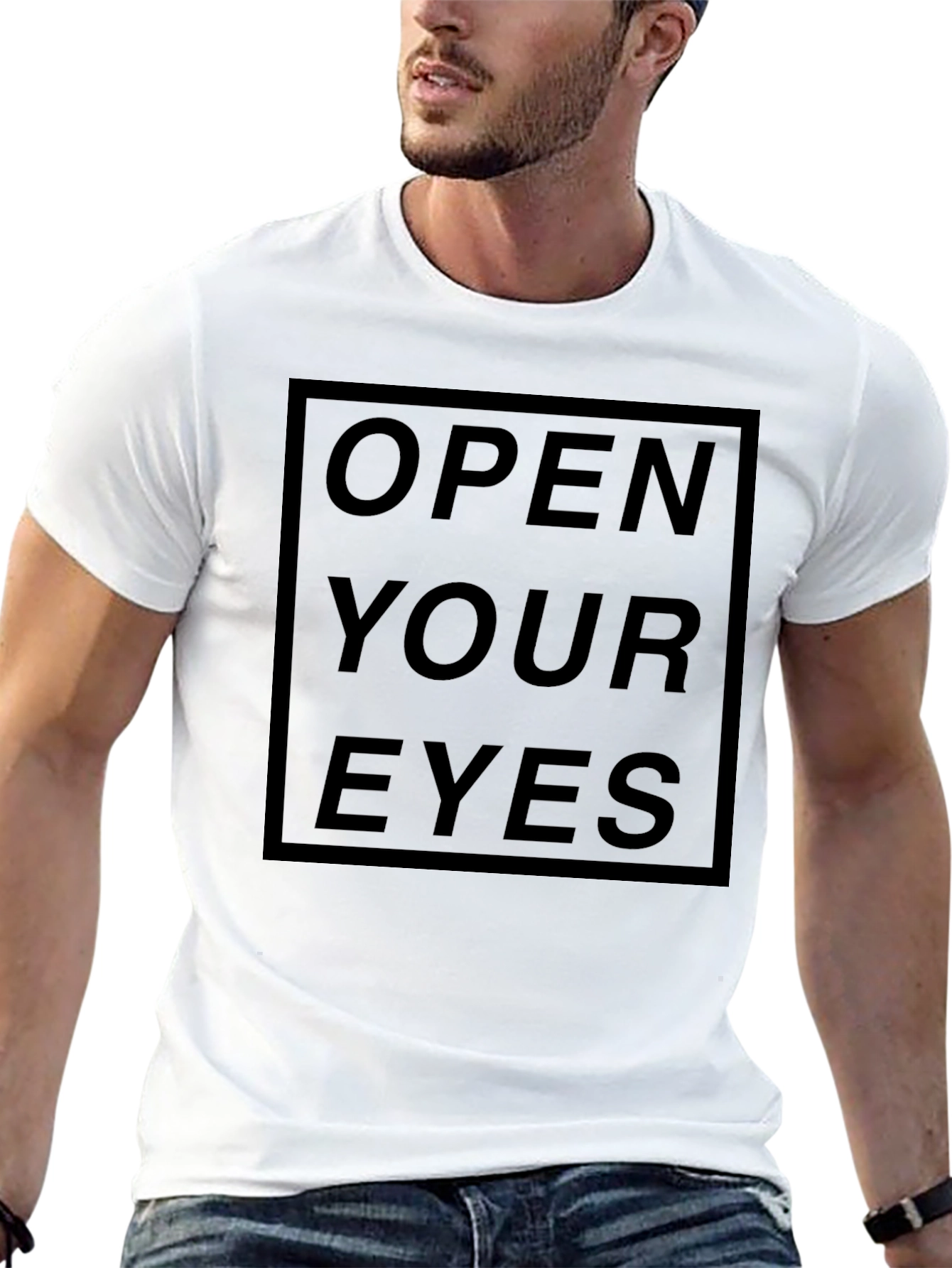 Camiseta Negra Abre Tus Ojos Diseño Minimalista