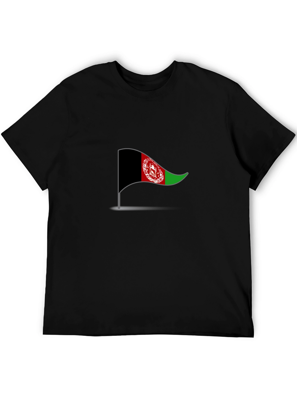 Camiseta Negra Bandera Afganistán Diseño Casual Hombre