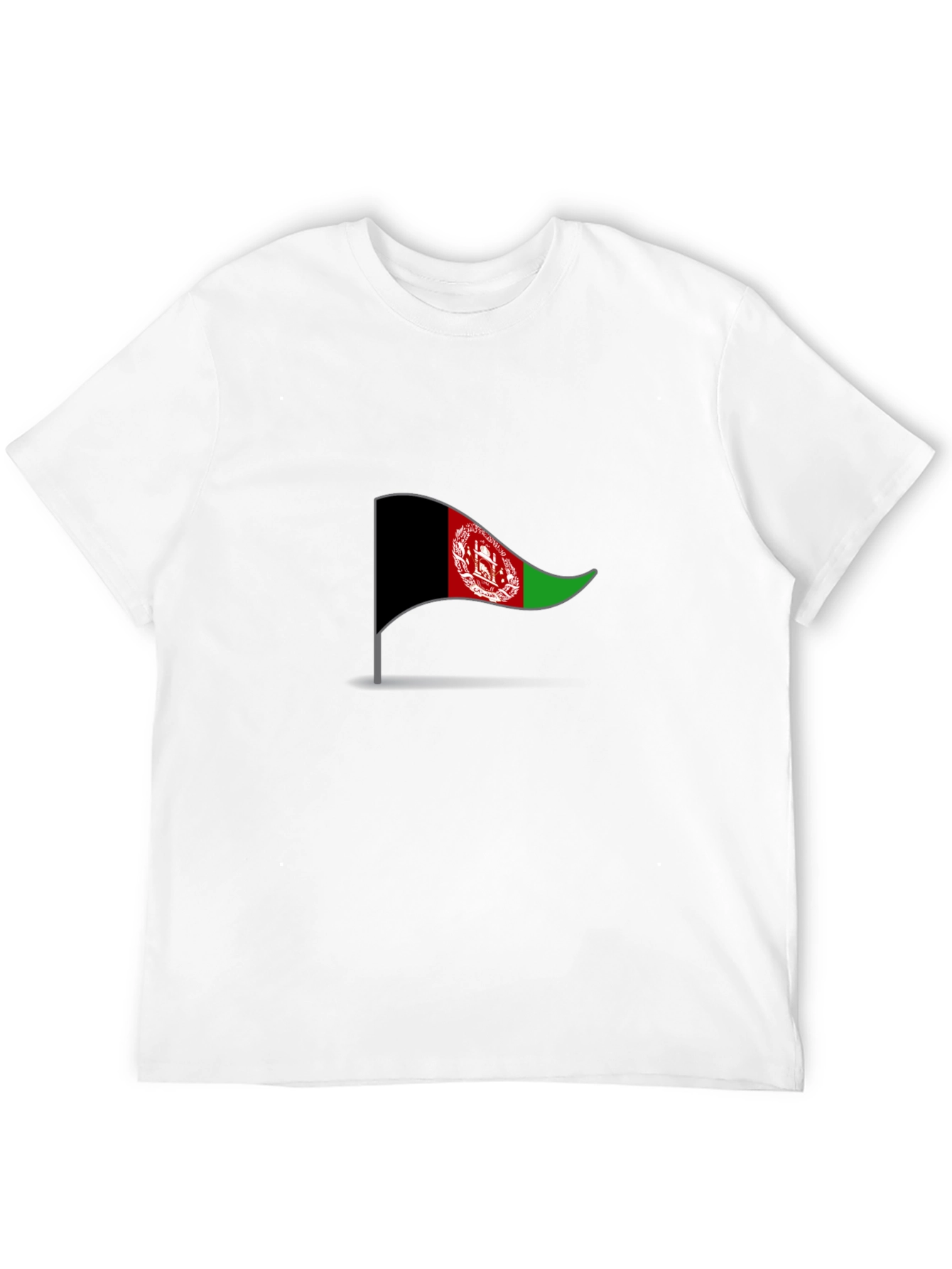 Camiseta Negra Bandera Afganistán Diseño Casual Hombre