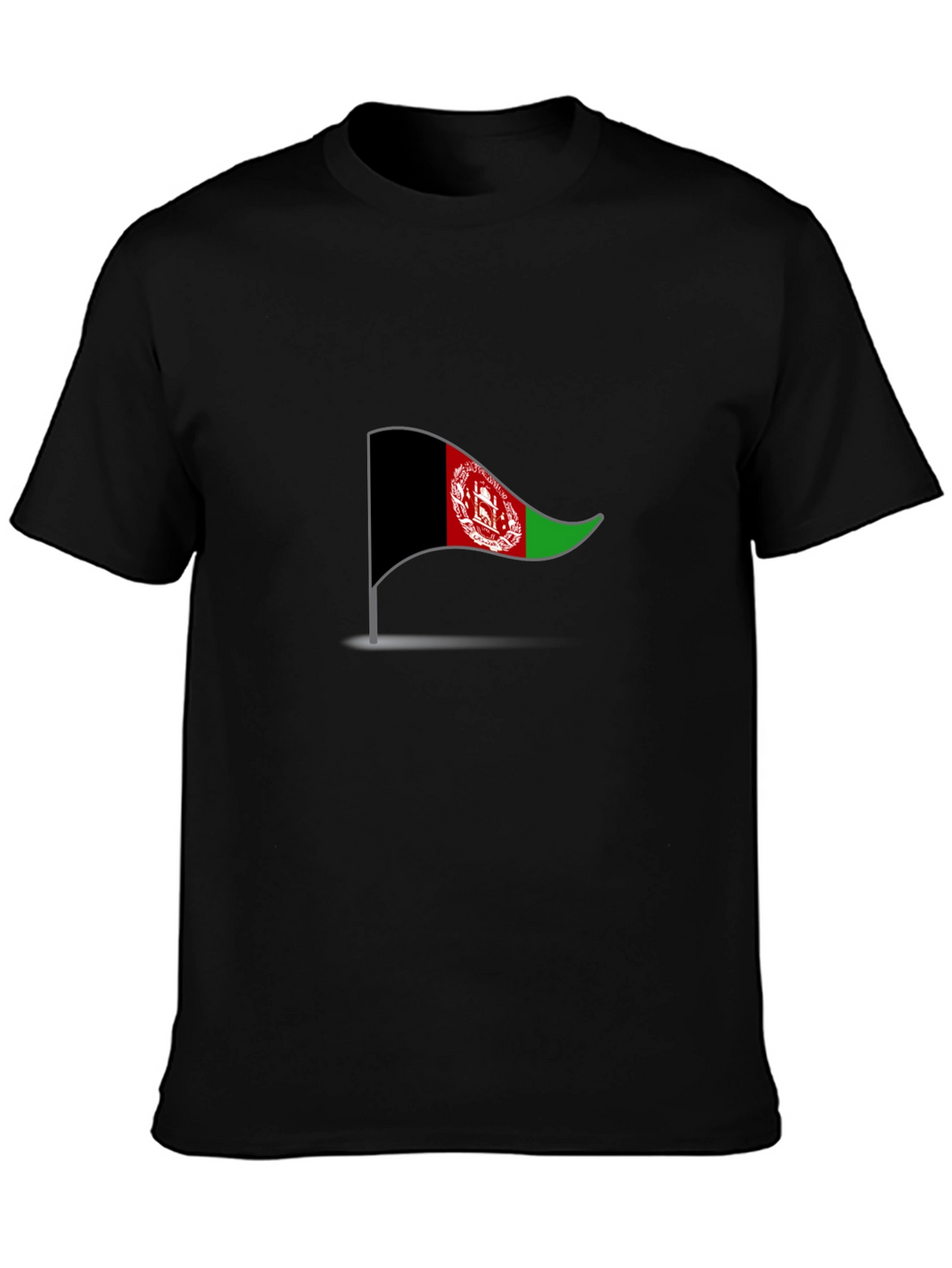 Camiseta Negra Bandera Afganistán Diseño Casual Hombre