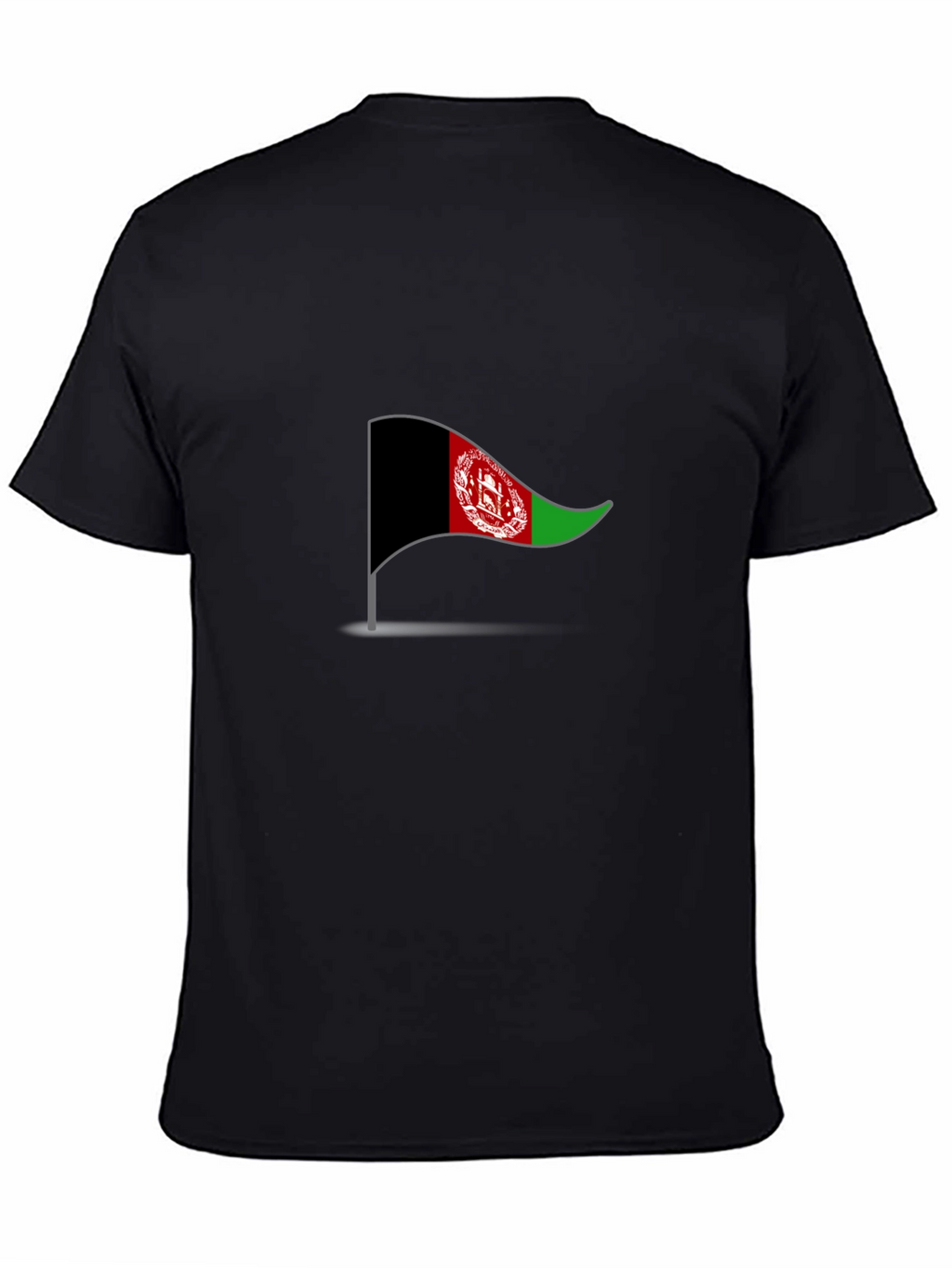 Camiseta Negra Bandera Afganistán Diseño Casual Hombre