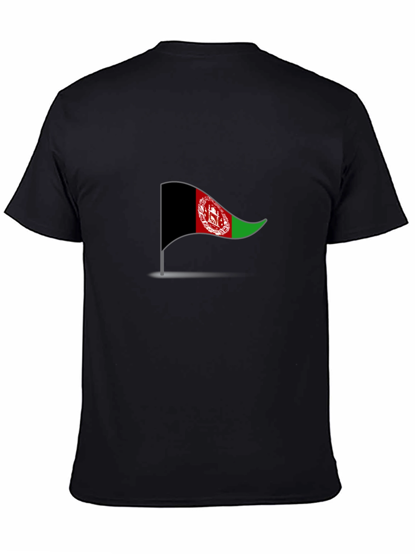 Camiseta Negra Bandera Afganistán Diseño Casual Hombre
