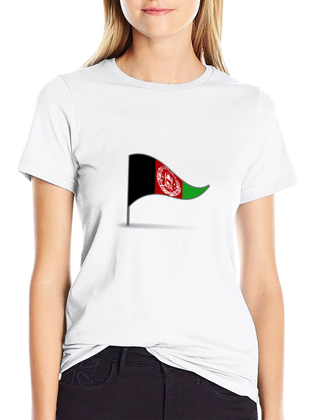 Camiseta Negra Bandera Afganistán Diseño Casual Hombre