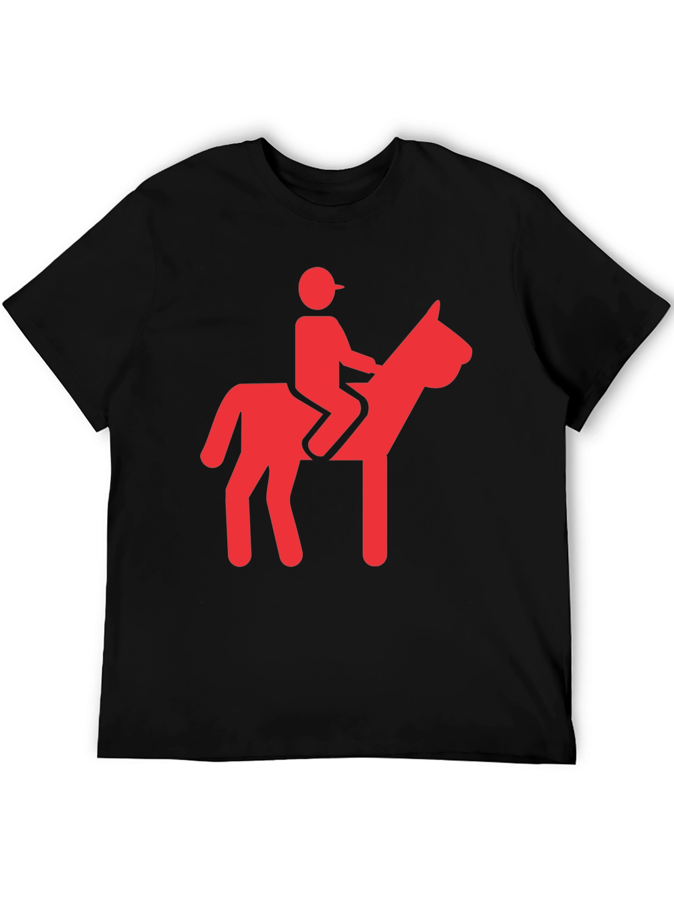 Camiseta Negra con Diseño de Jinete Rojo