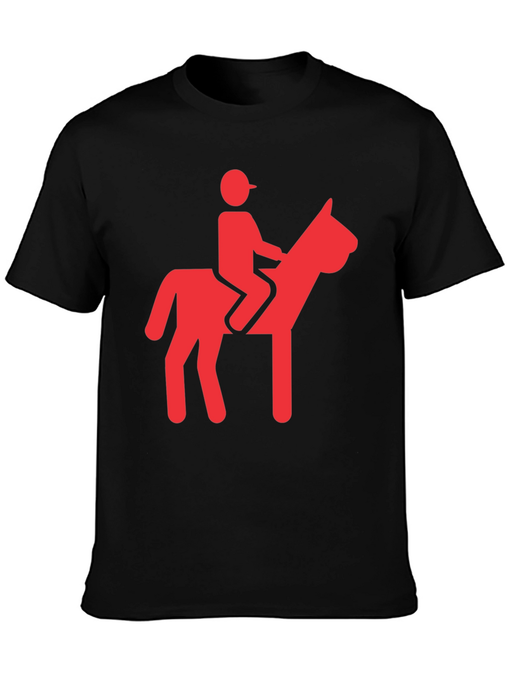 Camiseta Negra con Diseño de Jinete Rojo