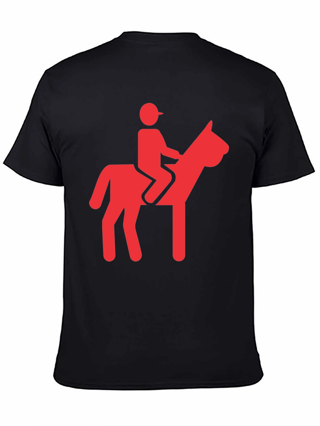Camiseta Negra con Diseño de Jinete Rojo