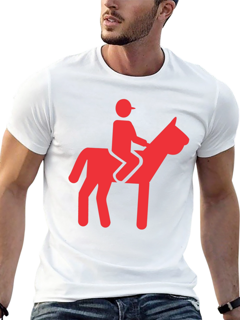 Camiseta Negra con Diseño de Jinete Rojo