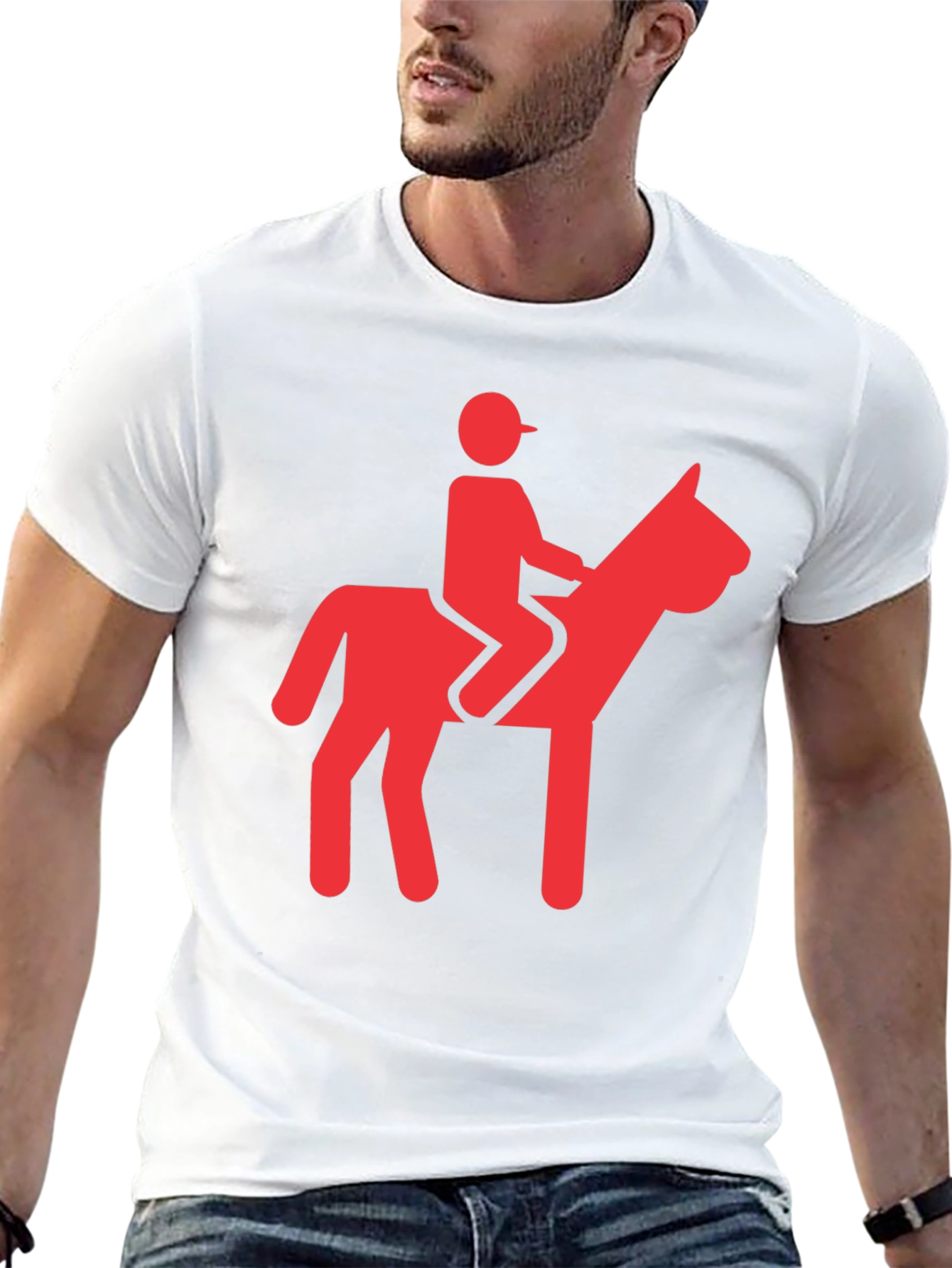 Camiseta Negra con Diseño de Jinete Rojo