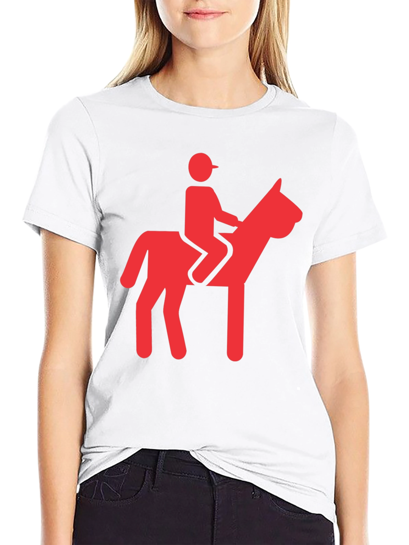 Camiseta Negra con Diseño de Jinete Rojo