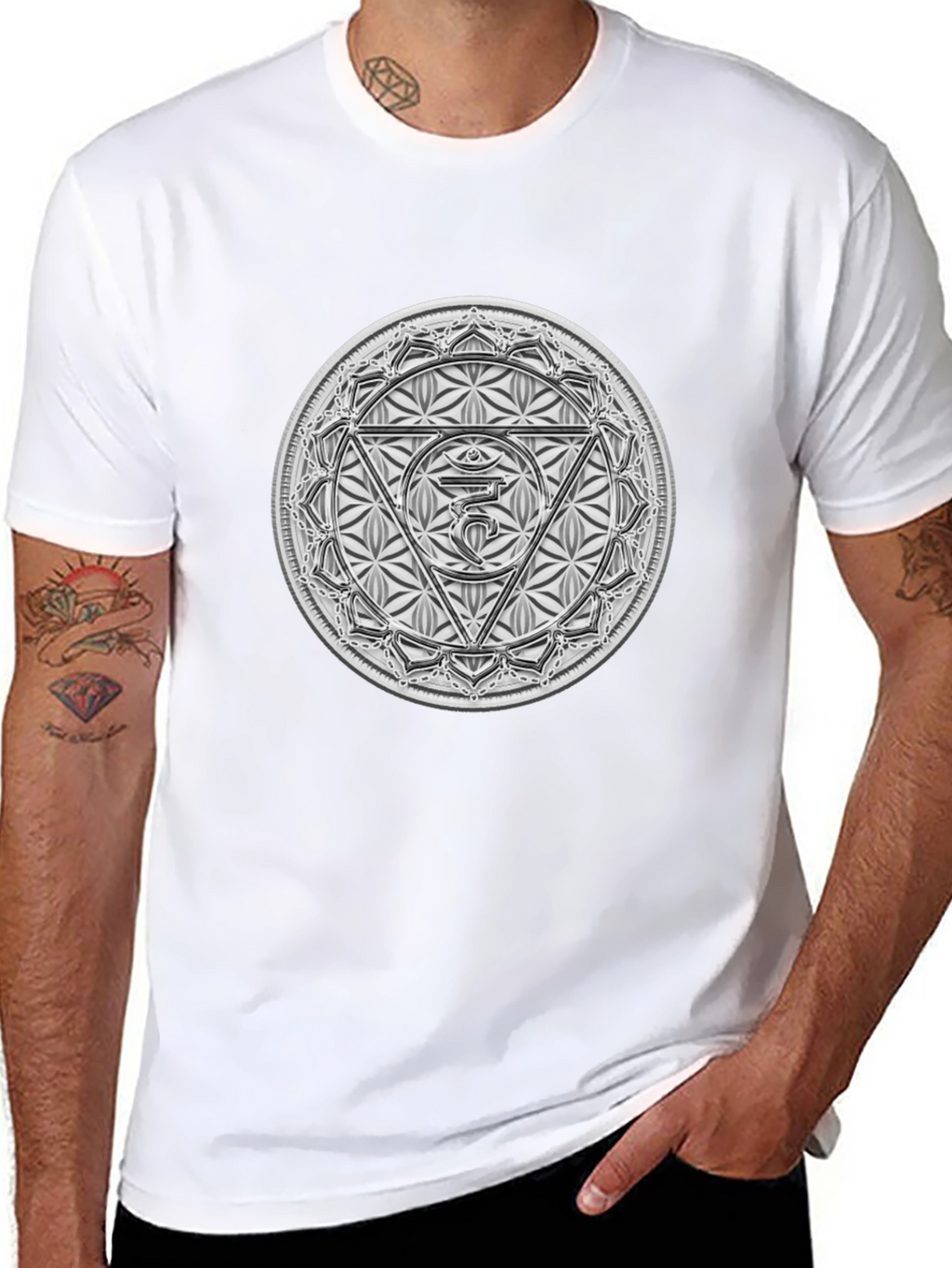 Camiseta Negra con Diseño Chakra Ajna