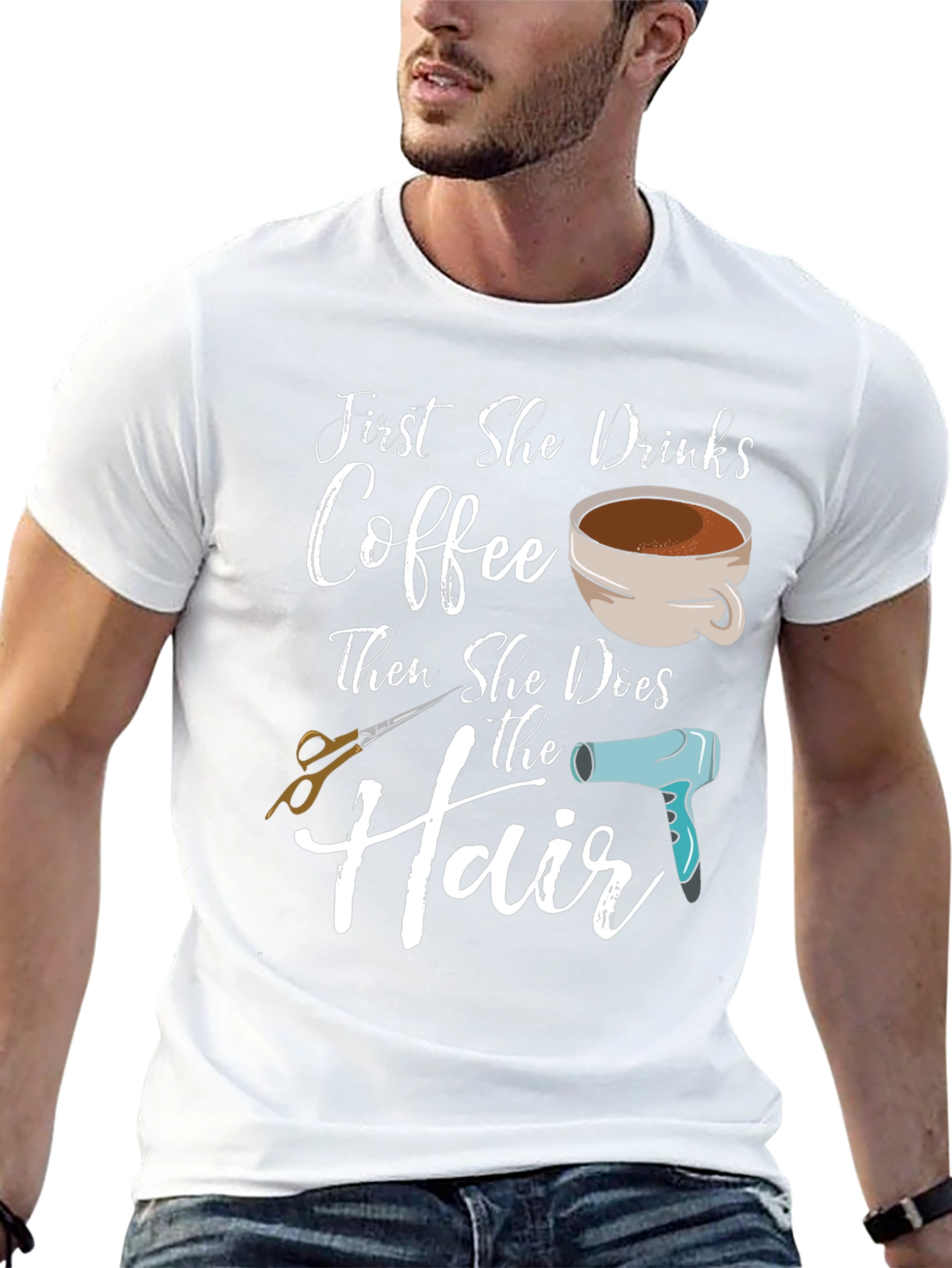 Camiseta de peluquería - Primero café luego el pelo
