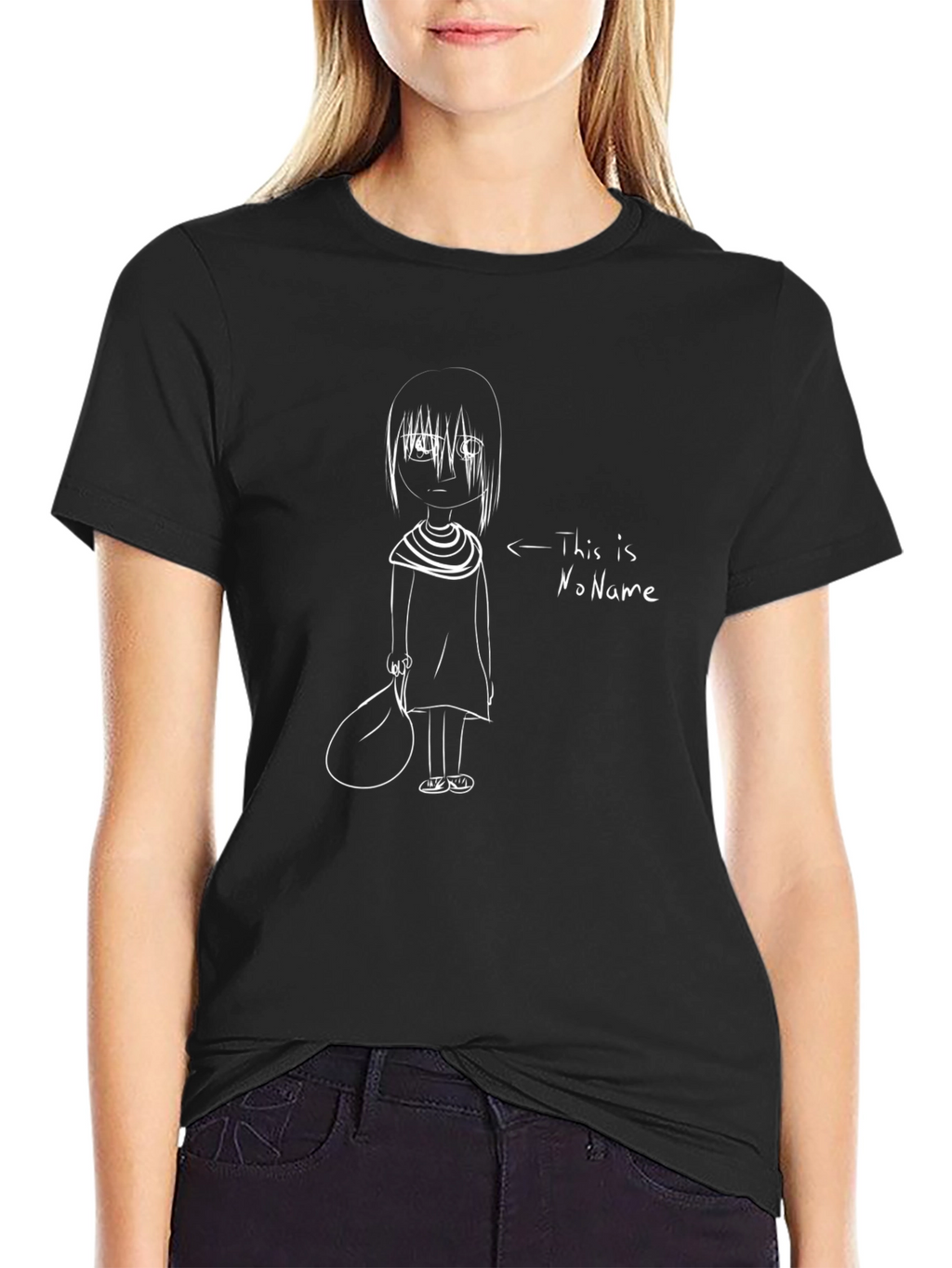 Camiseta Negra con Dibujo de NoName