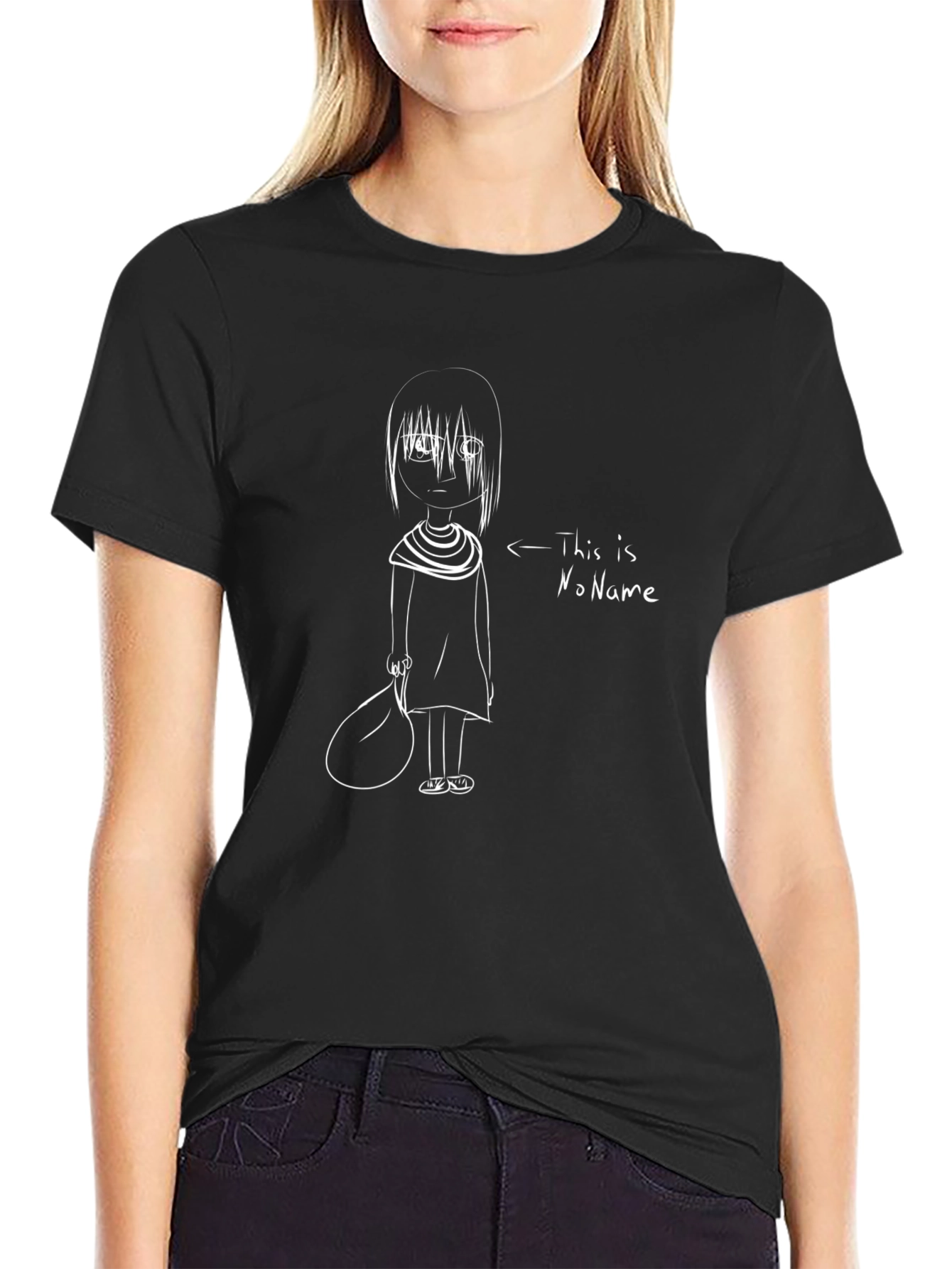 Camiseta Negra con Dibujo de NoName