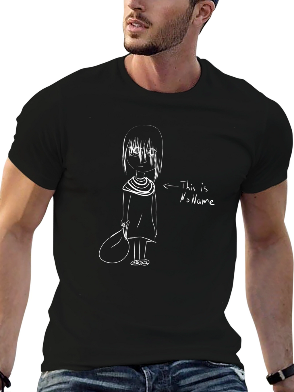 Camiseta Negra con Dibujo de NoName