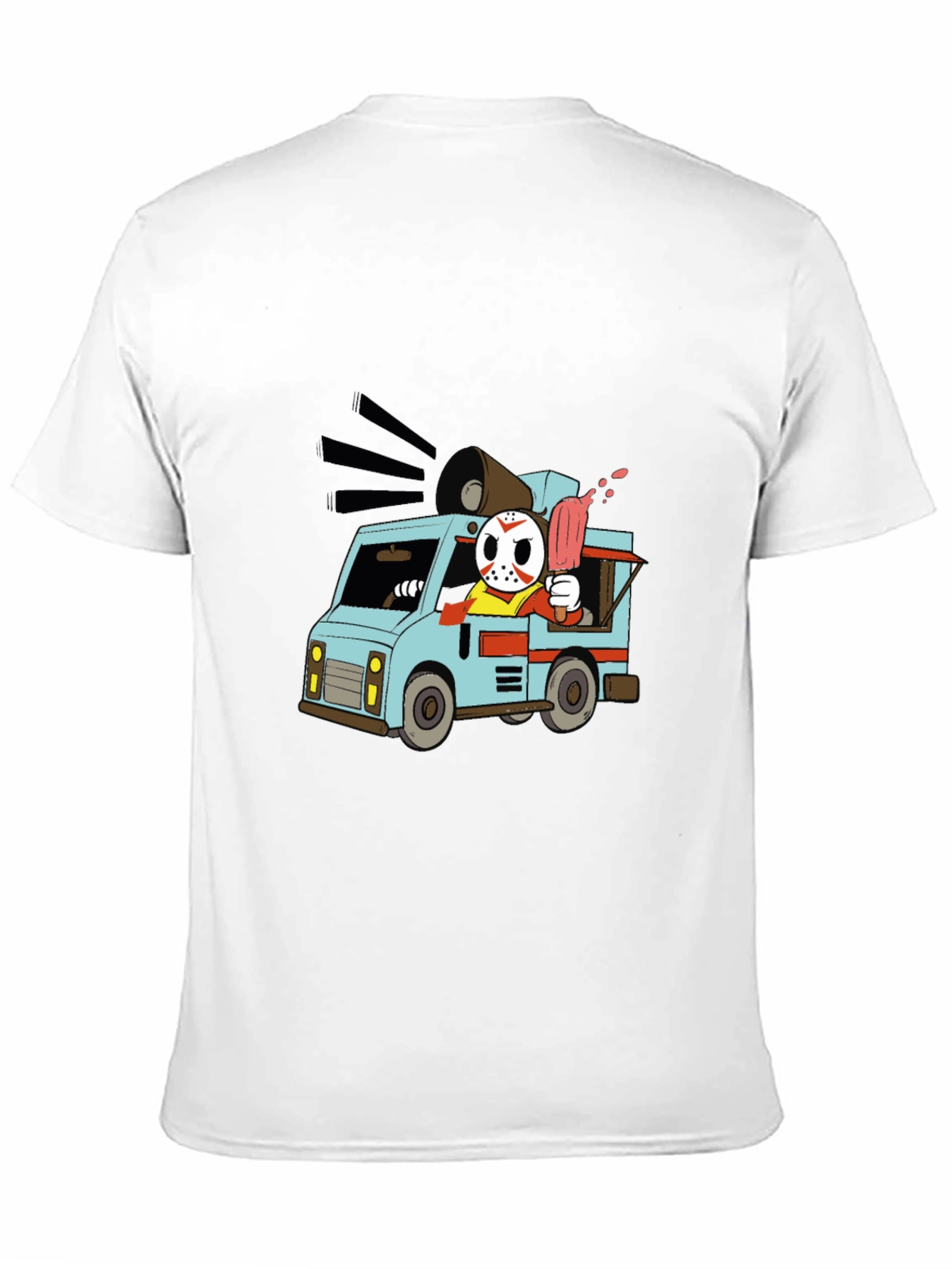 Camiseta Negra con Diseño de Camioneta de Helados
