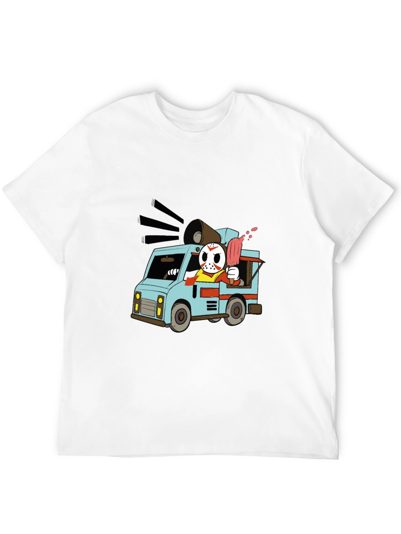 Camiseta Negra con Diseño de Camioneta de Helados