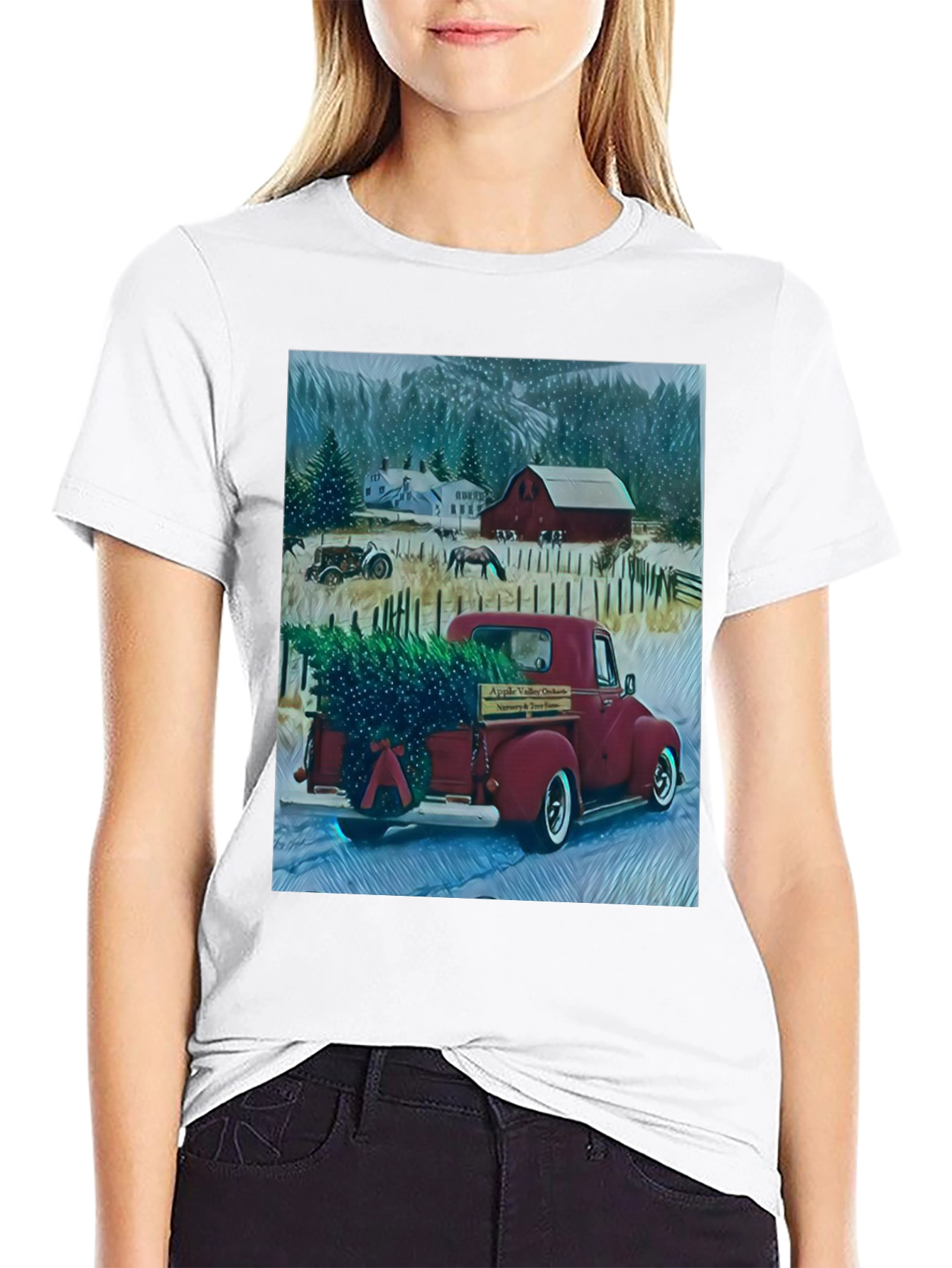 Camiseta Gráfica de Invierno Rural