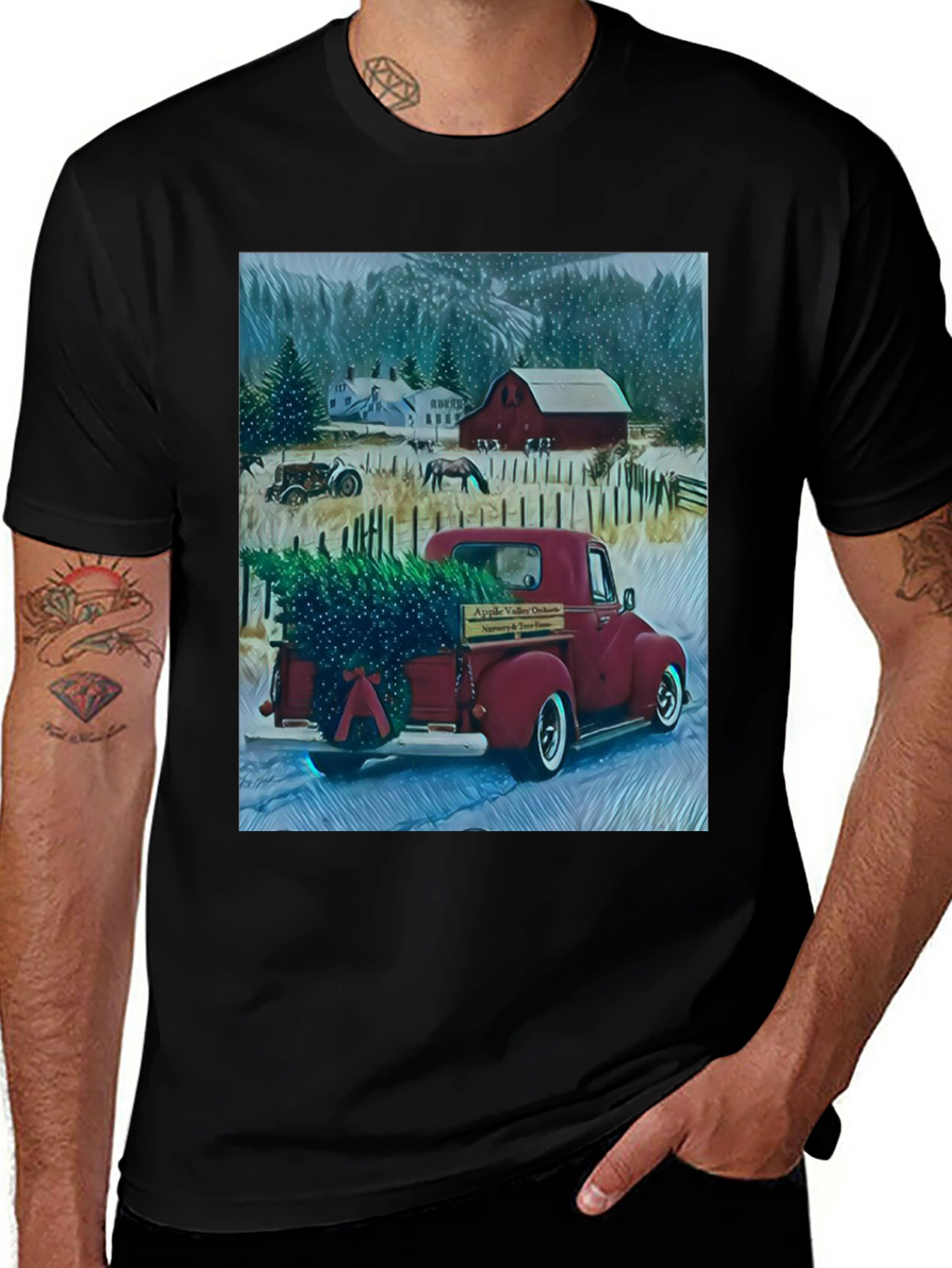 Camiseta Gráfica de Invierno Rural