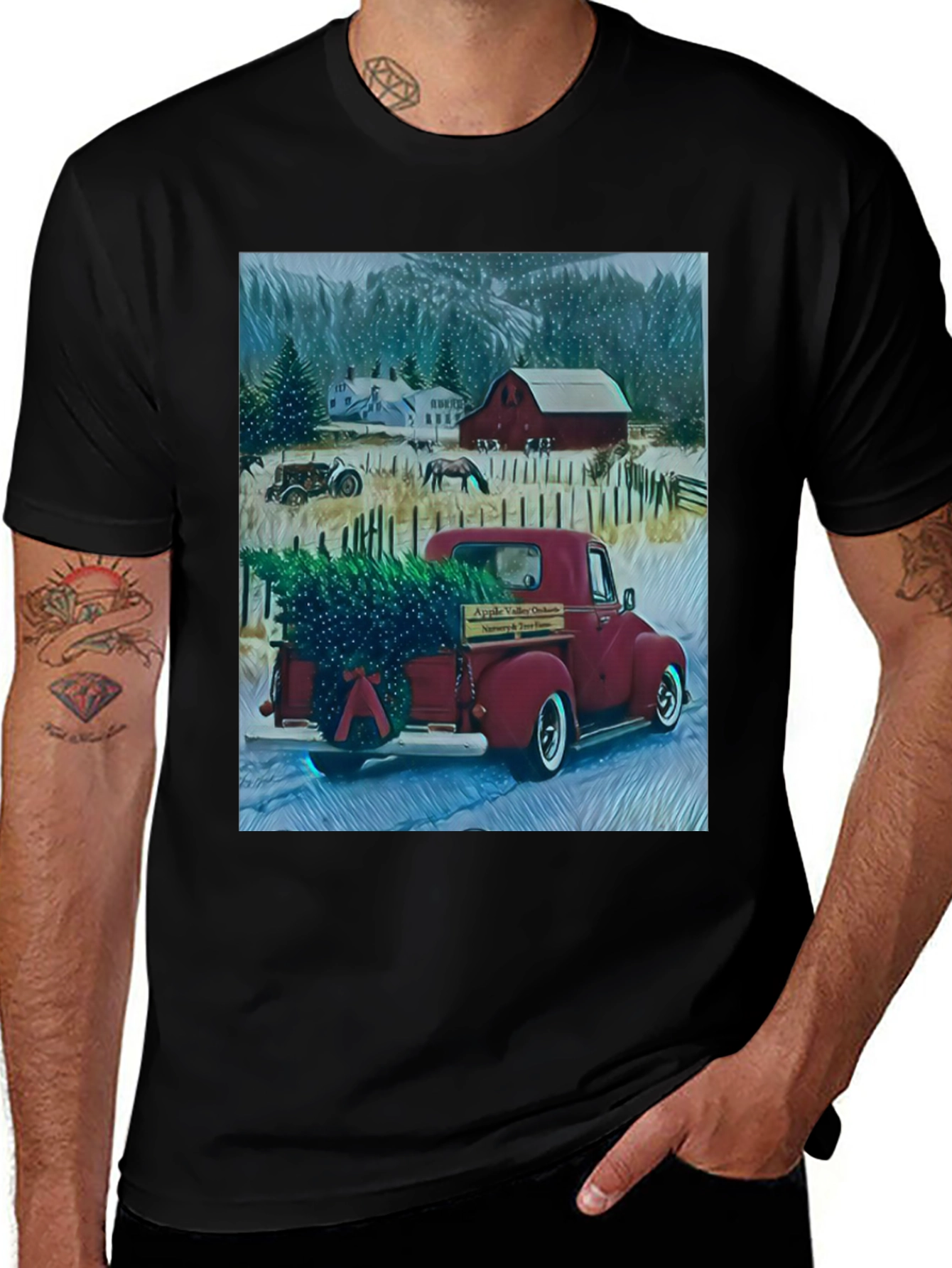 Camiseta Gráfica de Invierno Rural