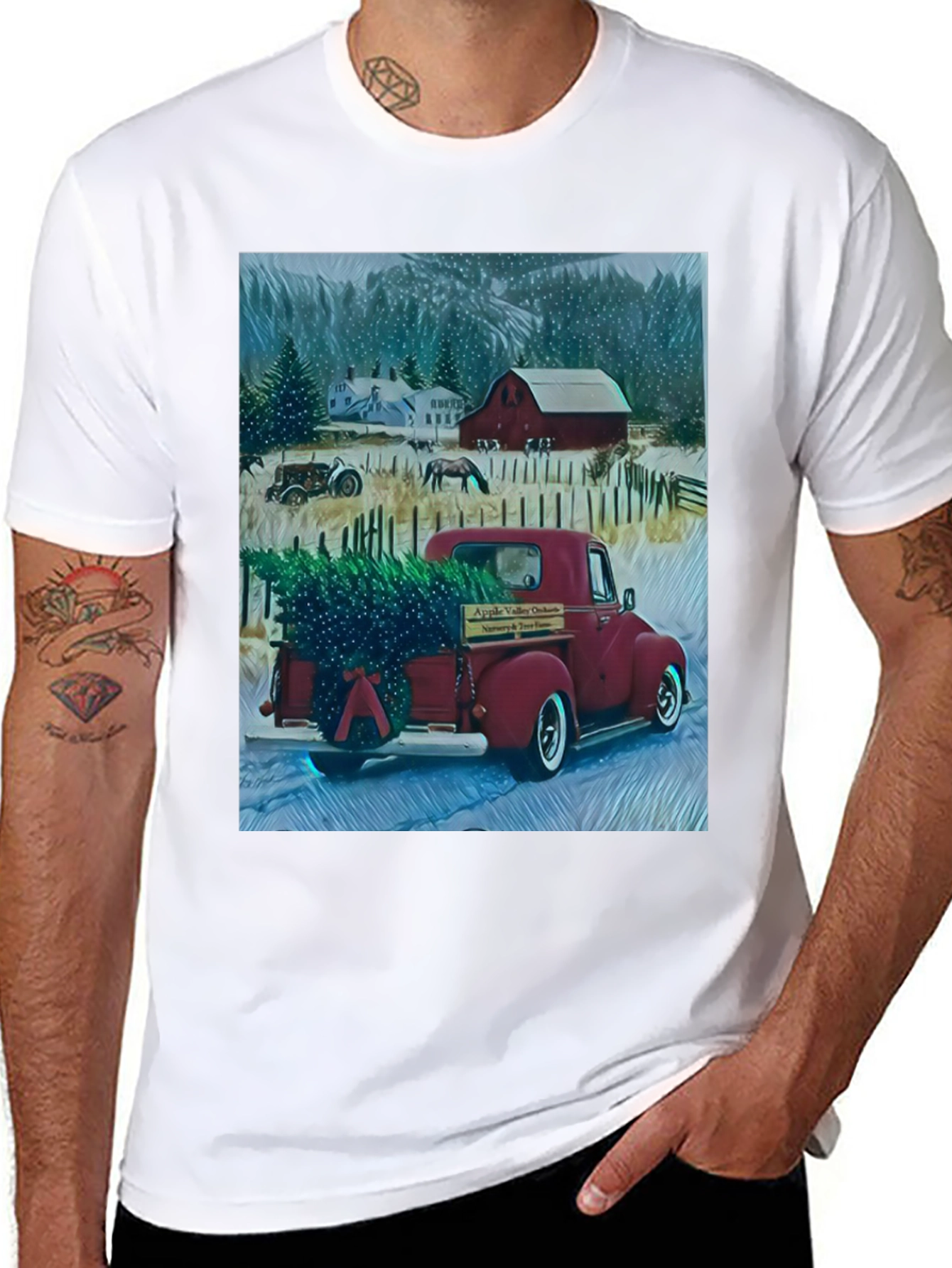 Camiseta Gráfica de Invierno Rural