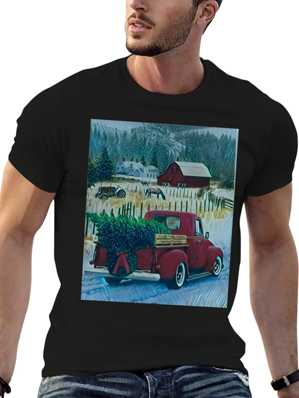Camiseta Gráfica de Invierno Rural