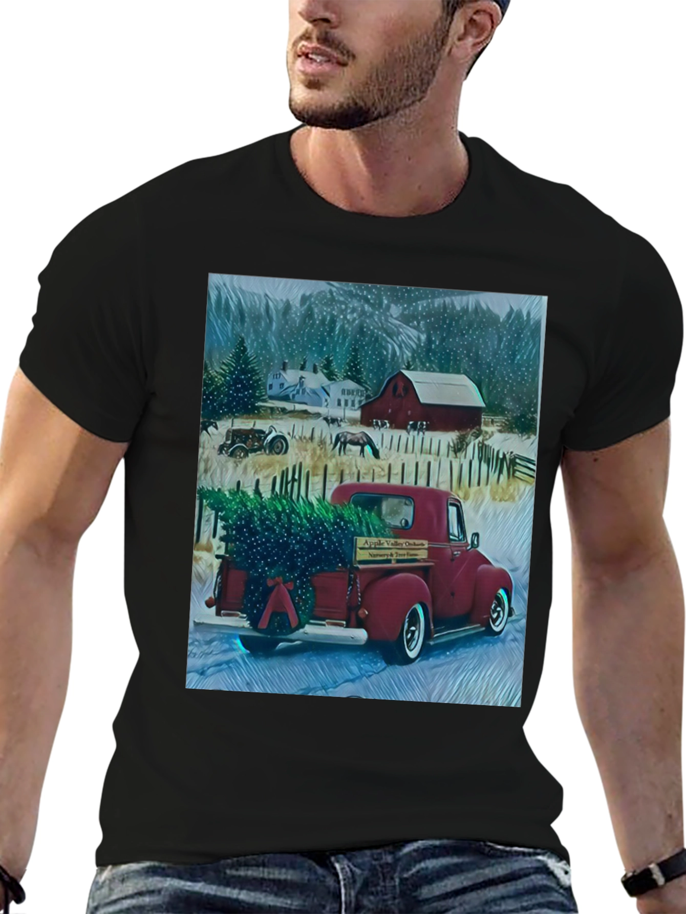 Camiseta Gráfica de Invierno Rural