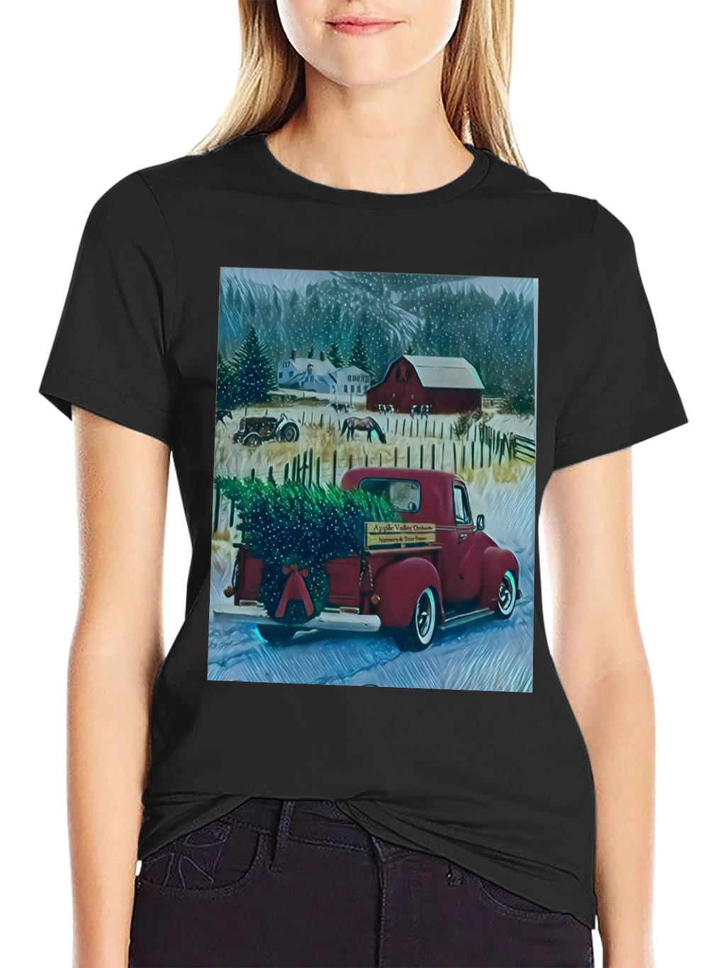 Camiseta Gráfica de Invierno Rural