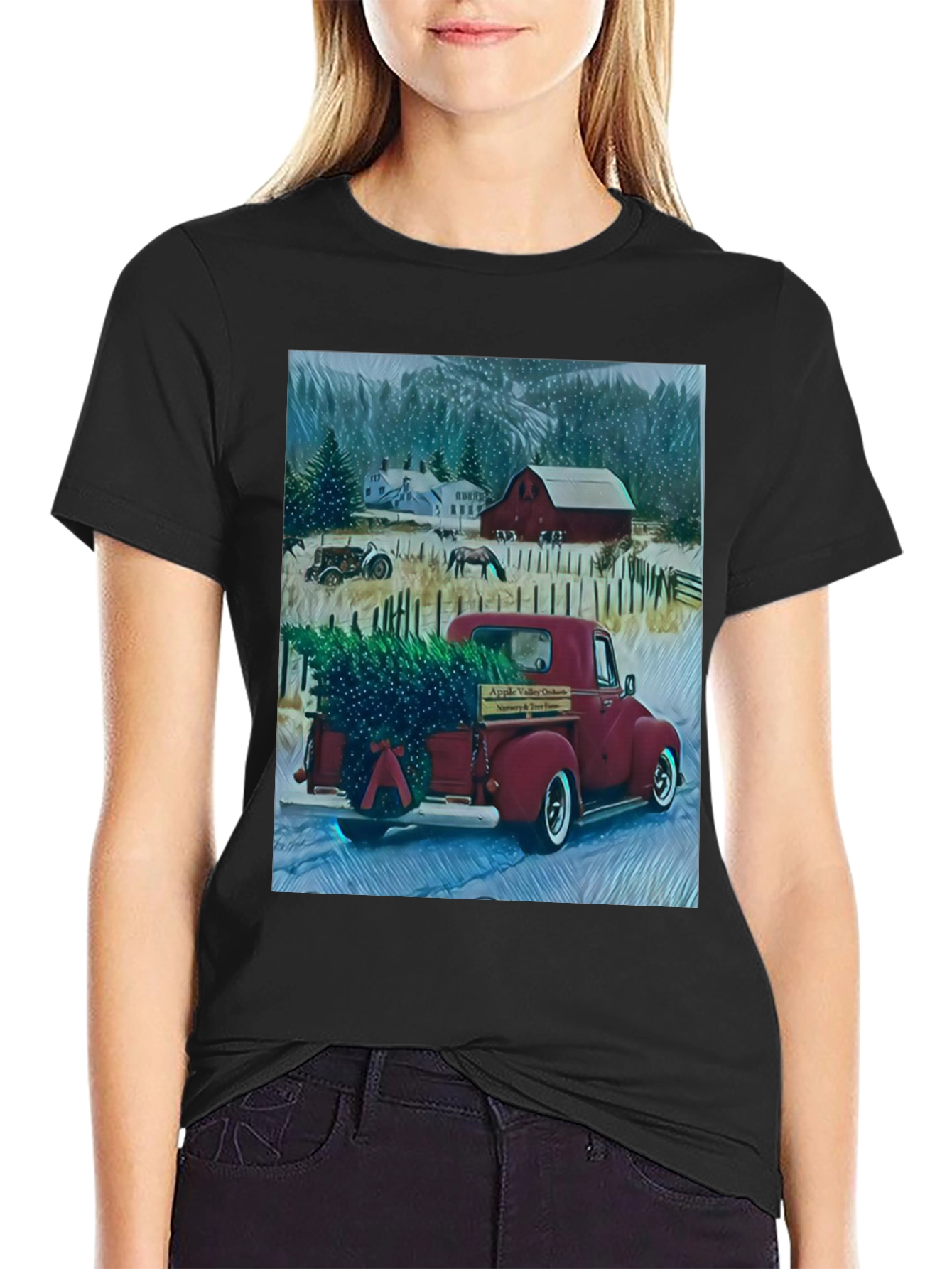 Camiseta Gráfica de Invierno Rural