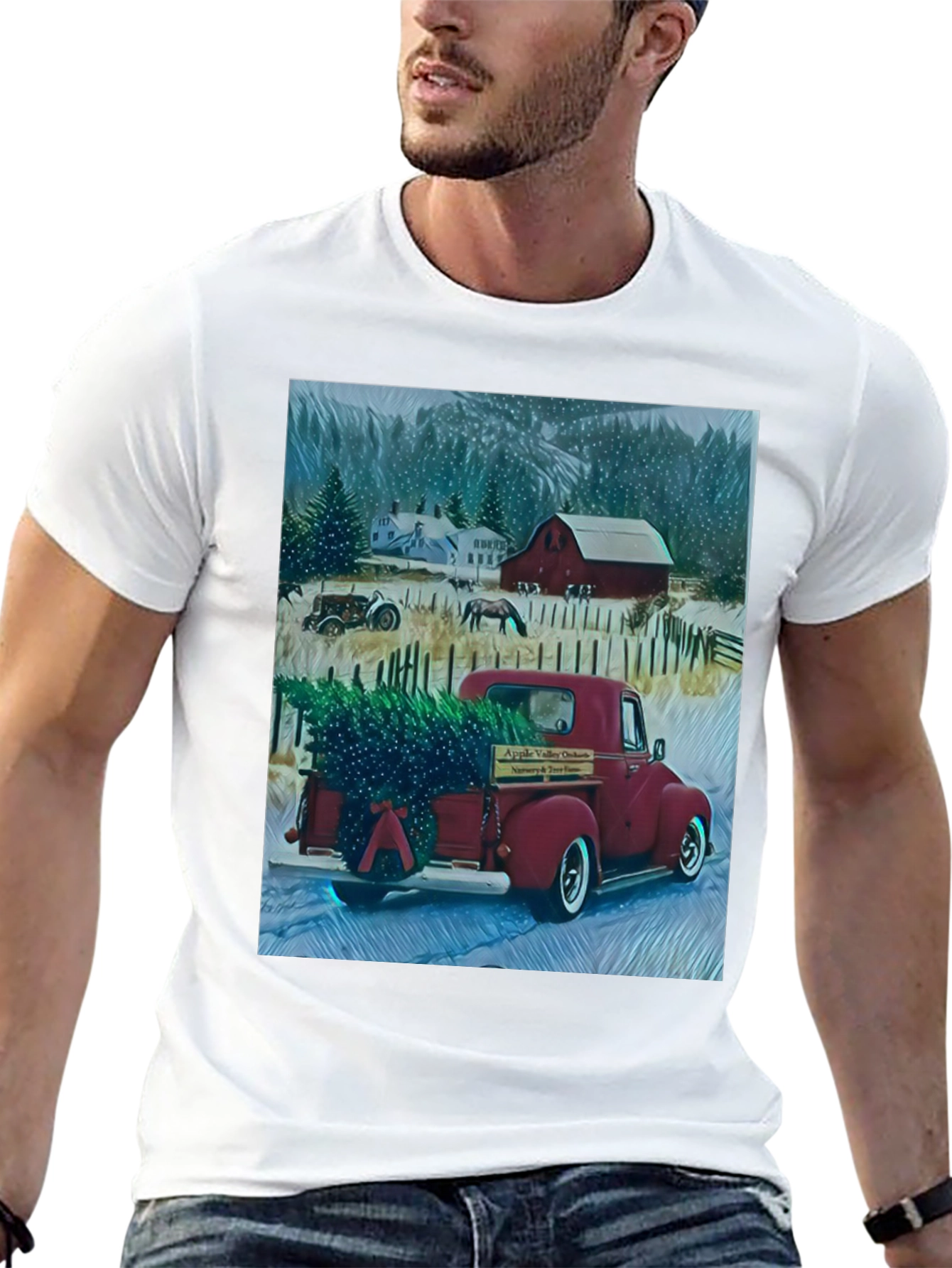 Camiseta Gráfica de Invierno Rural