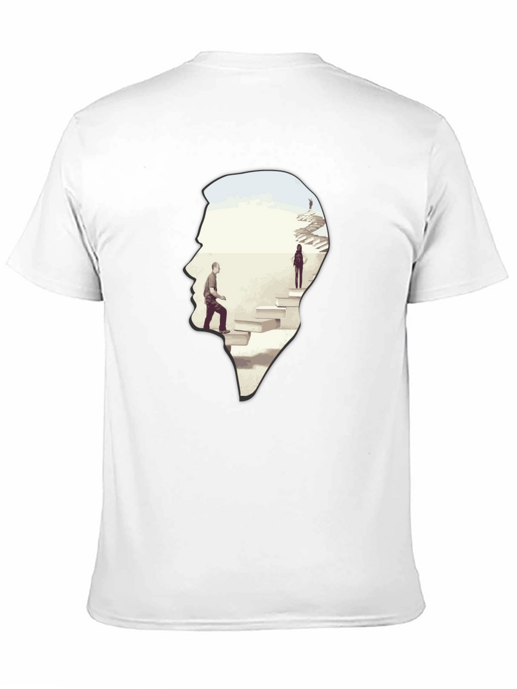 Camiseta Negra con Diseño Abstracto de Escaleras