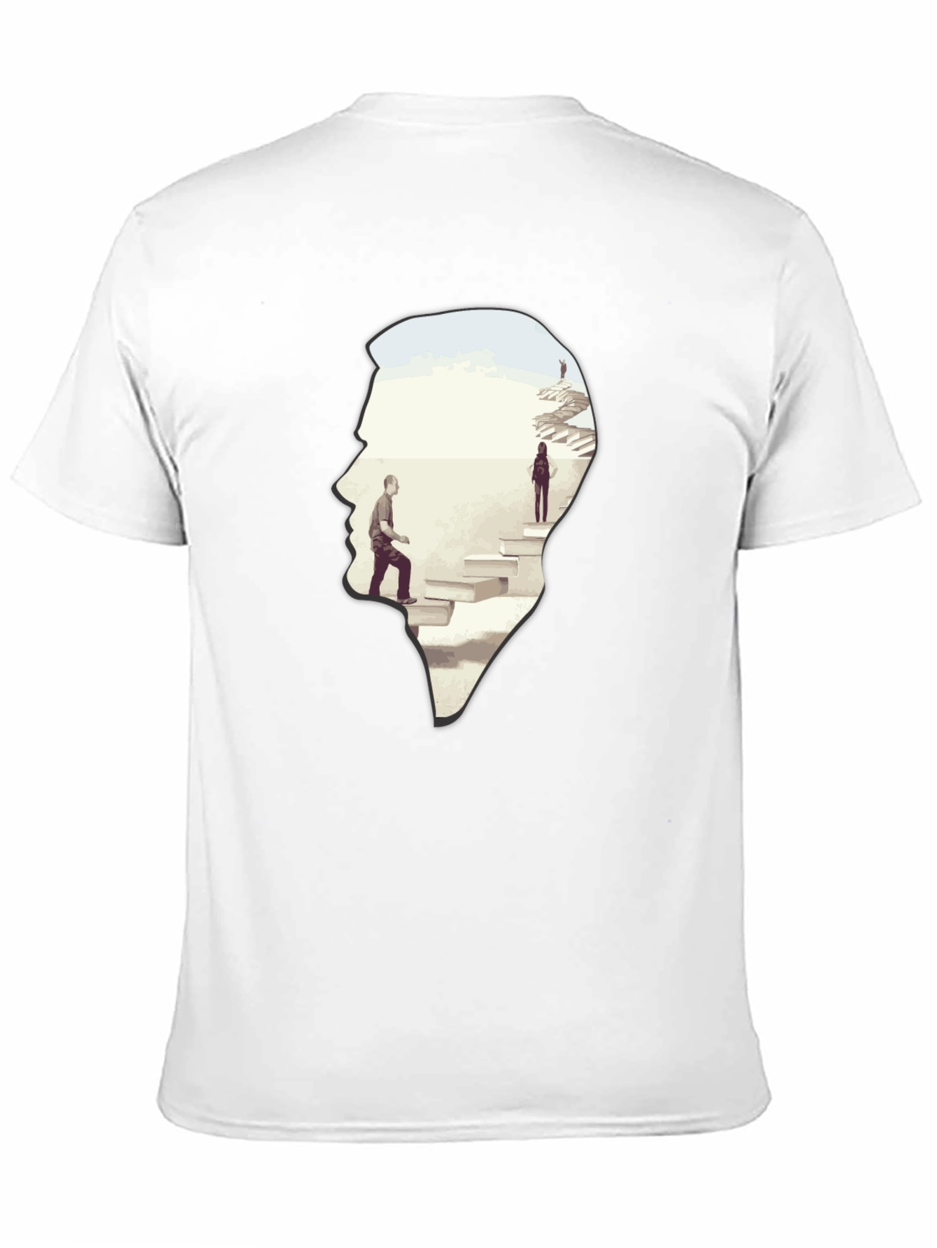 Camiseta Negra con Diseño Abstracto de Escaleras