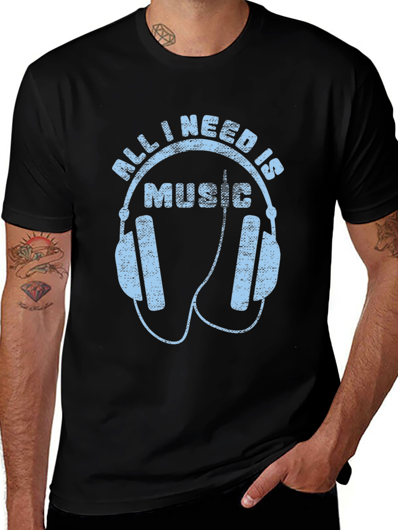 Camiseta Hombre All I Need Is Music Negra