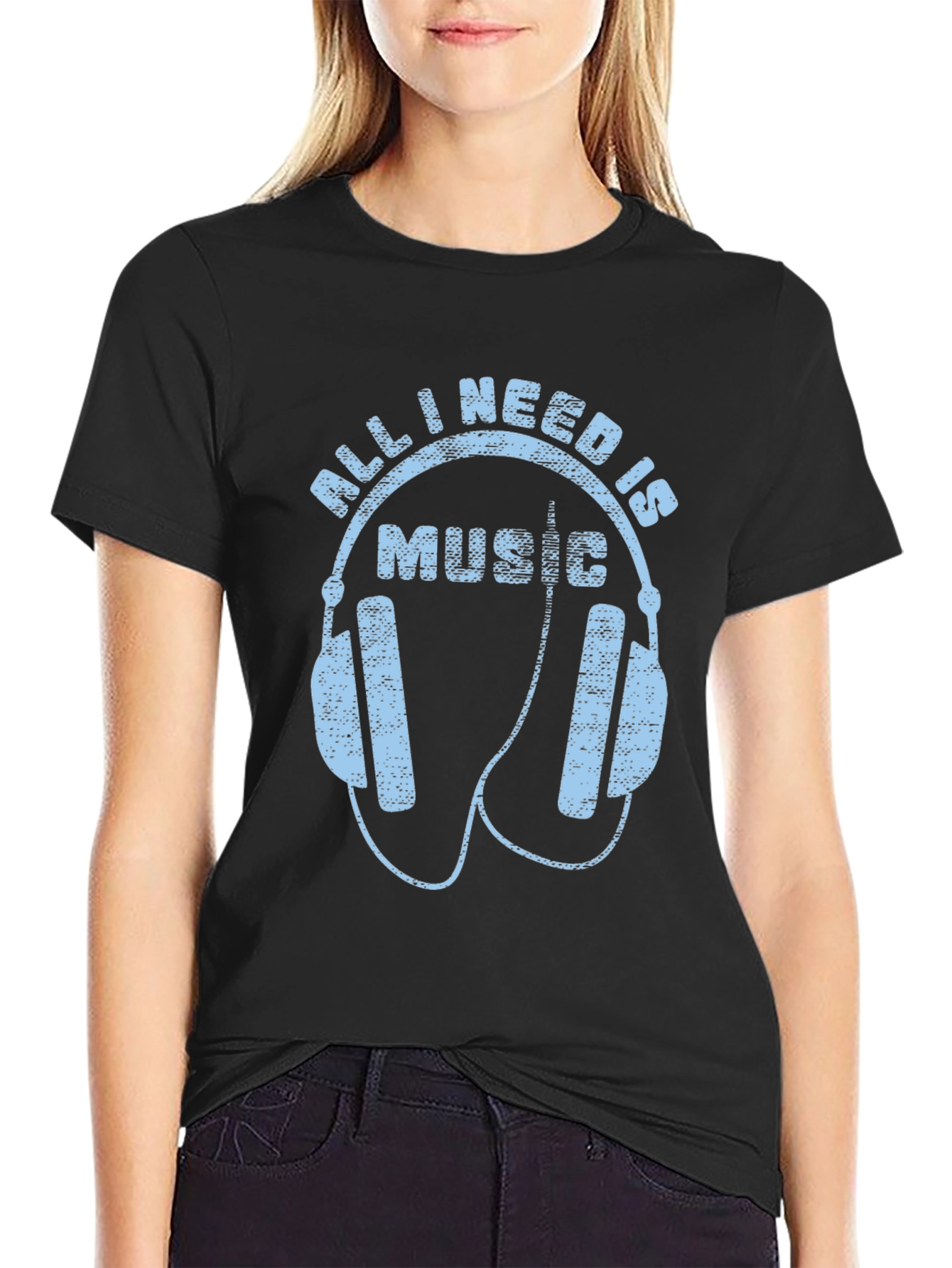 Camiseta Hombre All I Need Is Music Negra