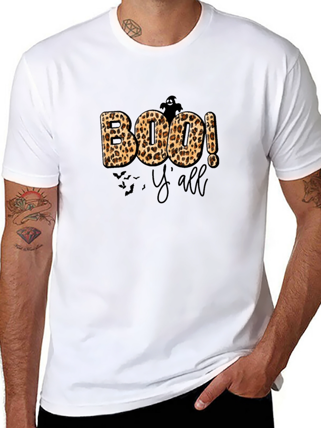 Camiseta Boo! Yall Halloween Leopardo