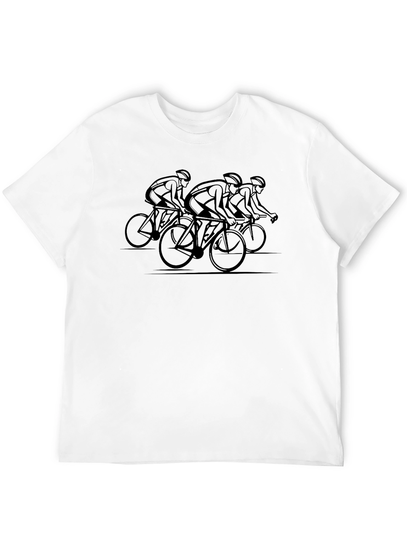 Camiseta Negra Ciclistas Diseño Gráfico