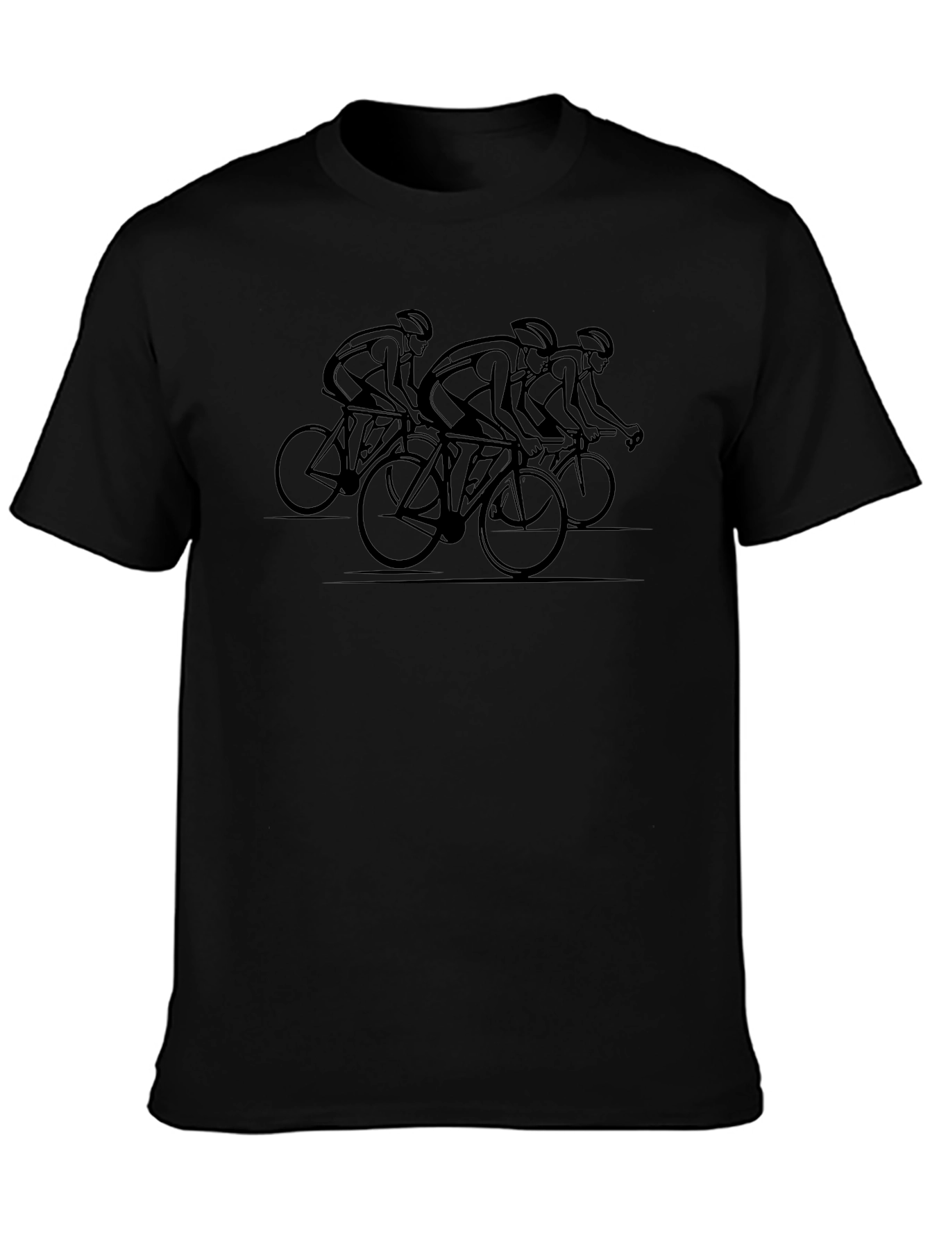 Camiseta Negra Ciclistas Diseño Gráfico