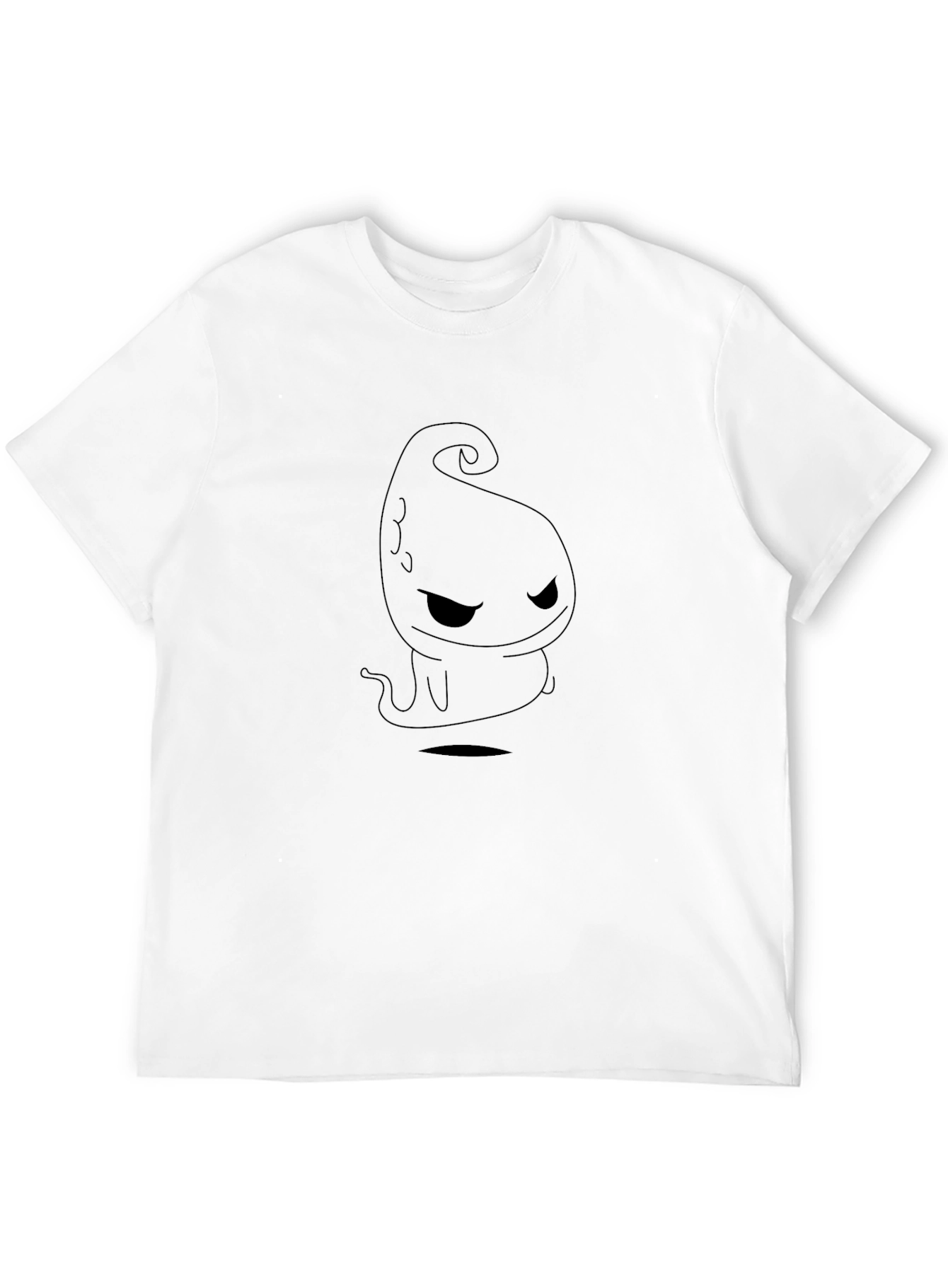Camiseta Negra con Diseño de Fantasma Minimalista