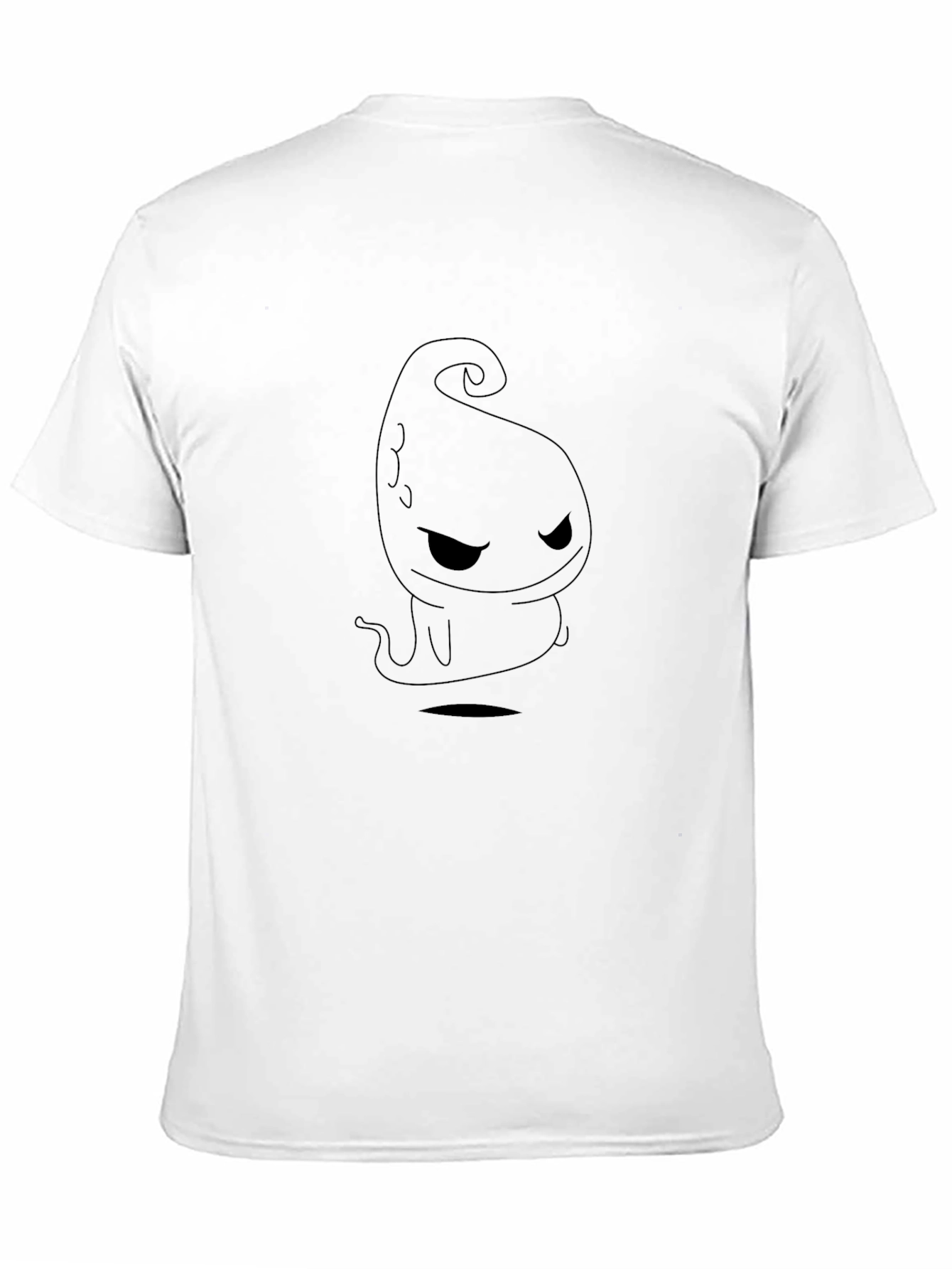 Camiseta Negra con Diseño de Fantasma Minimalista