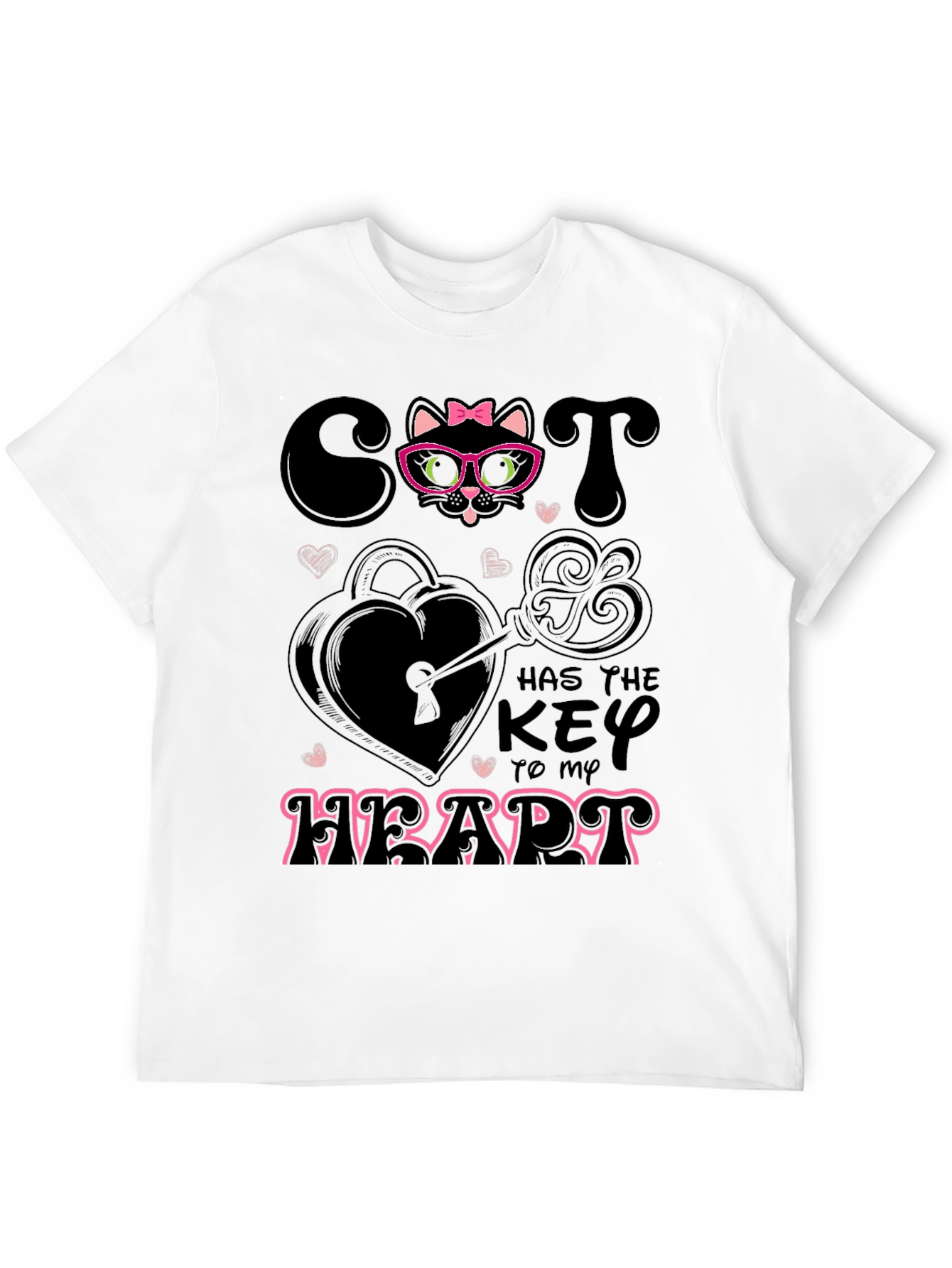Camiseta Negra Cat Key to My Heart