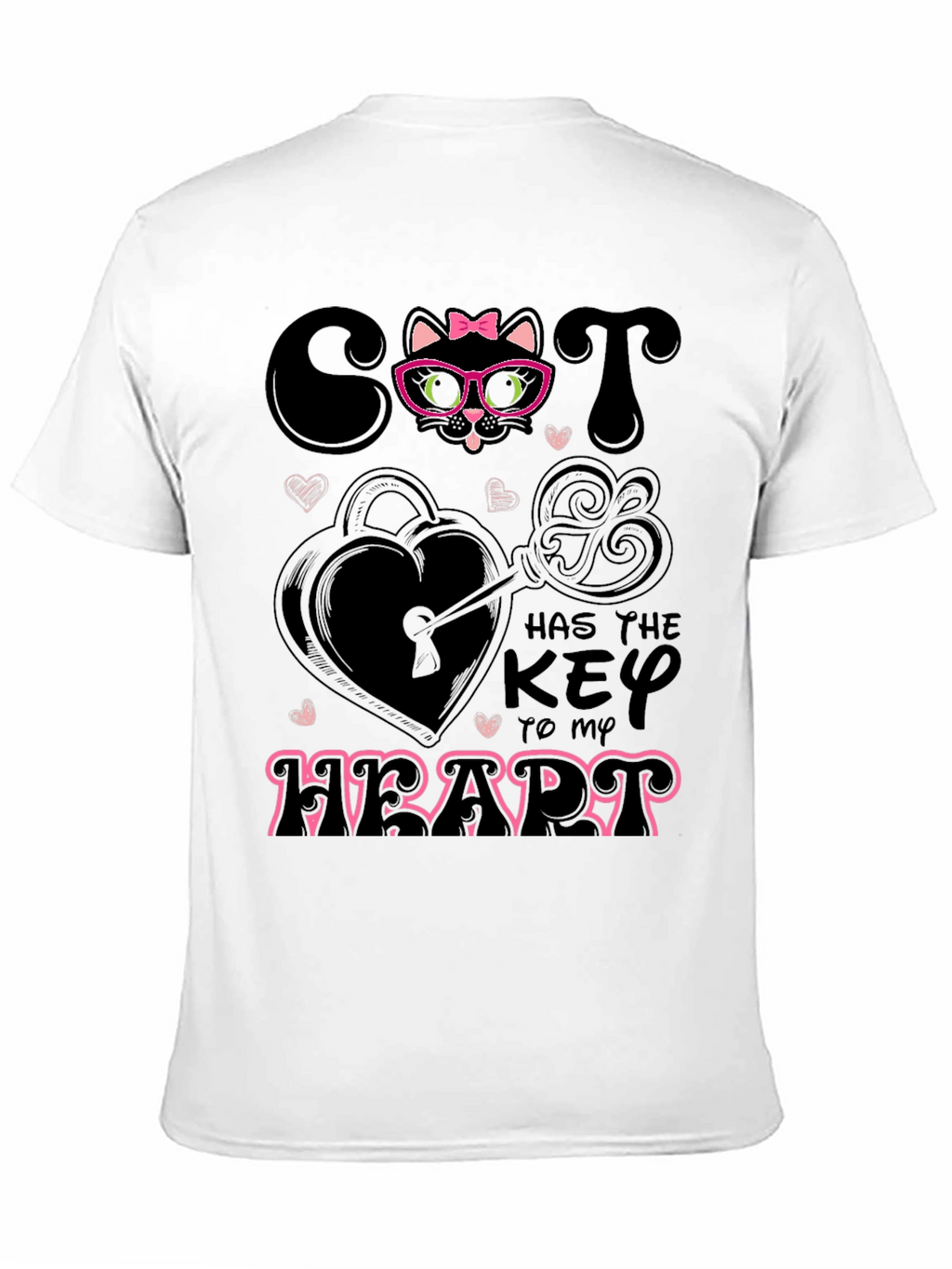 Camiseta Negra Cat Key to My Heart