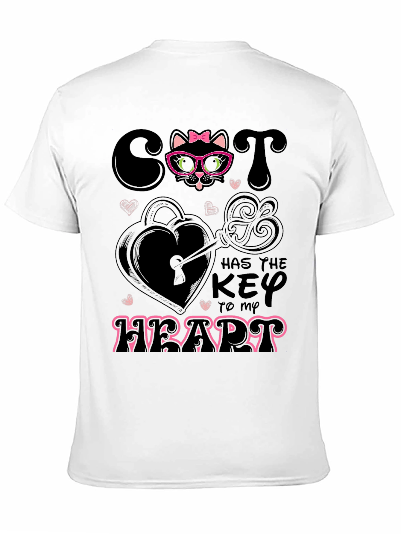 Camiseta Negra Cat Key to My Heart