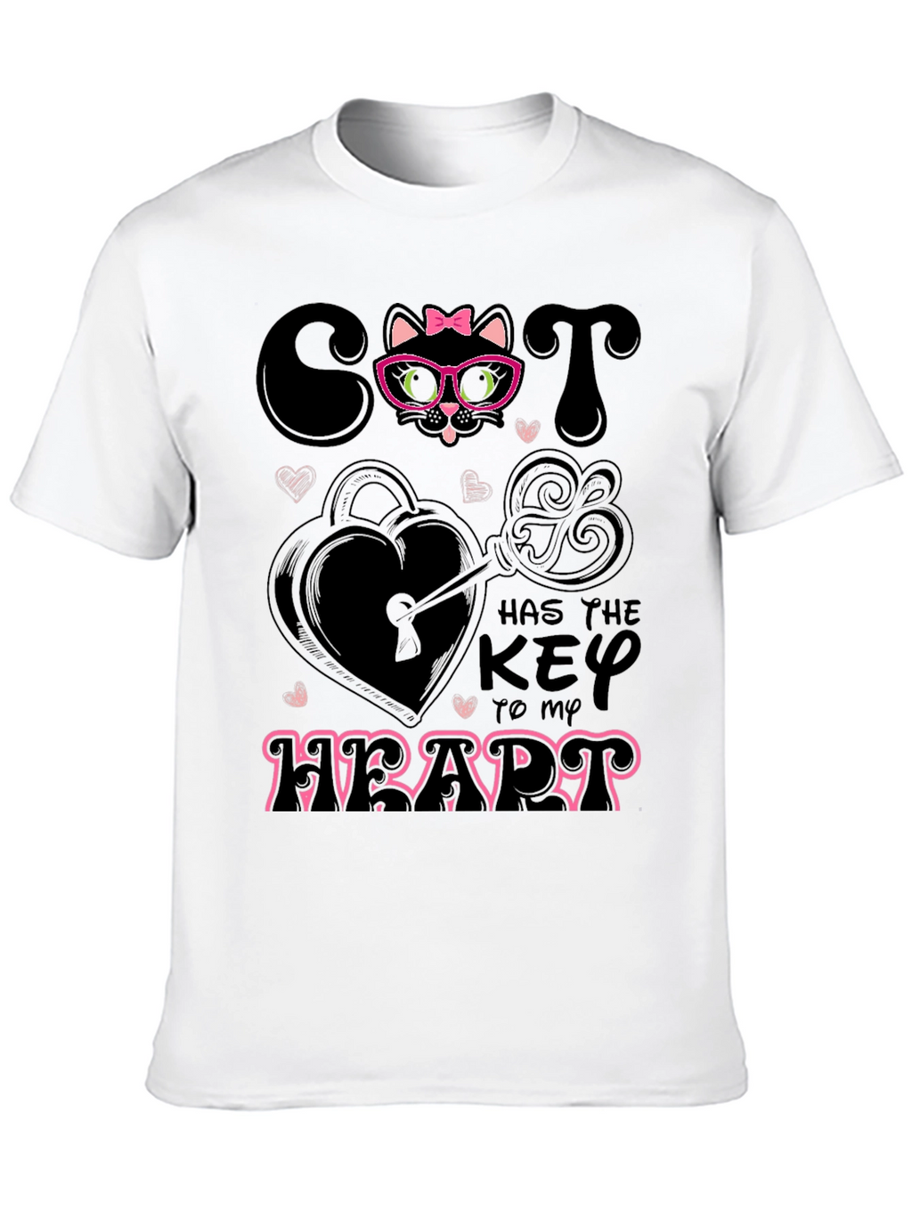 Camiseta Negra Cat Key to My Heart