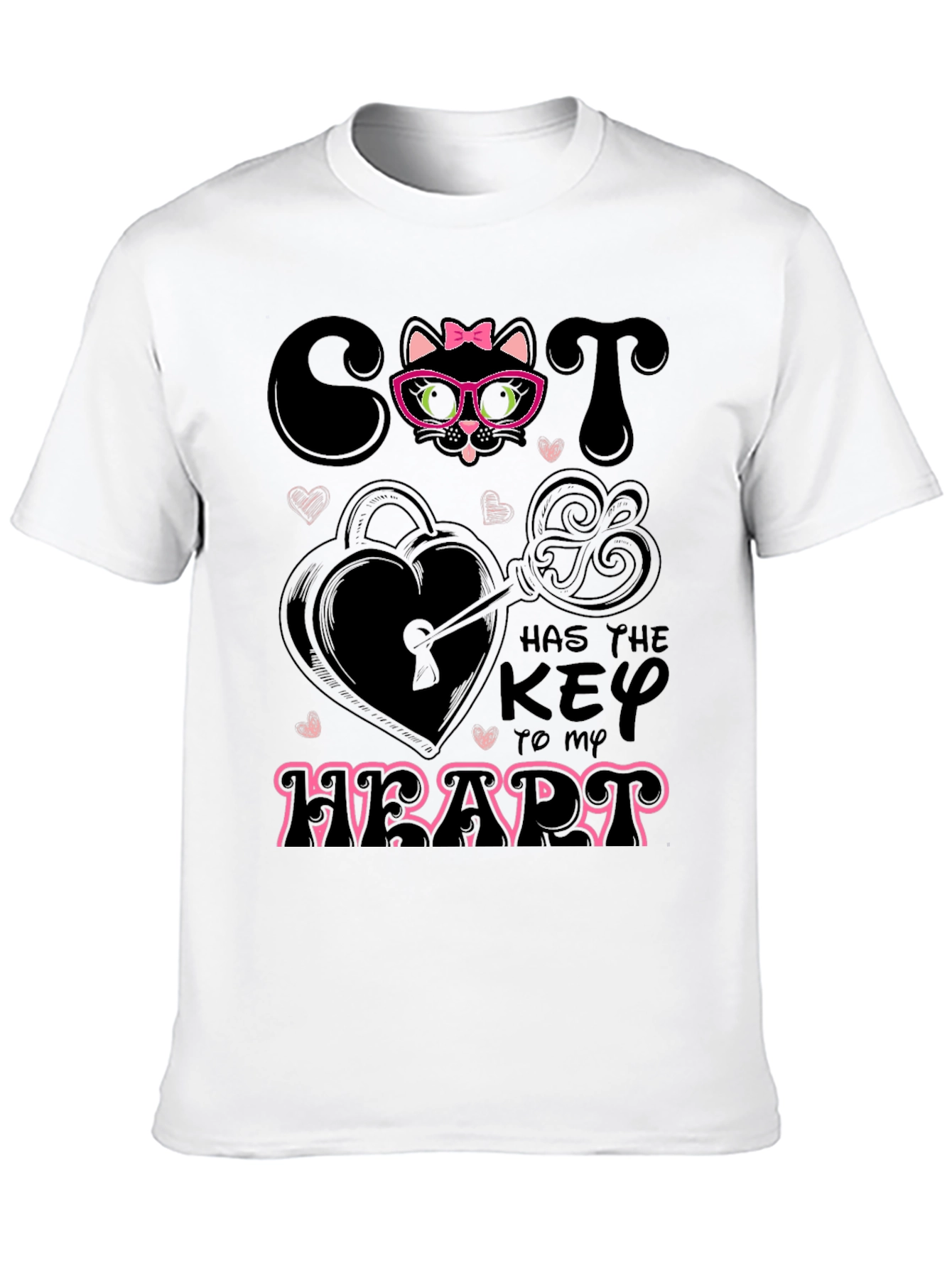 Camiseta Negra Cat Key to My Heart