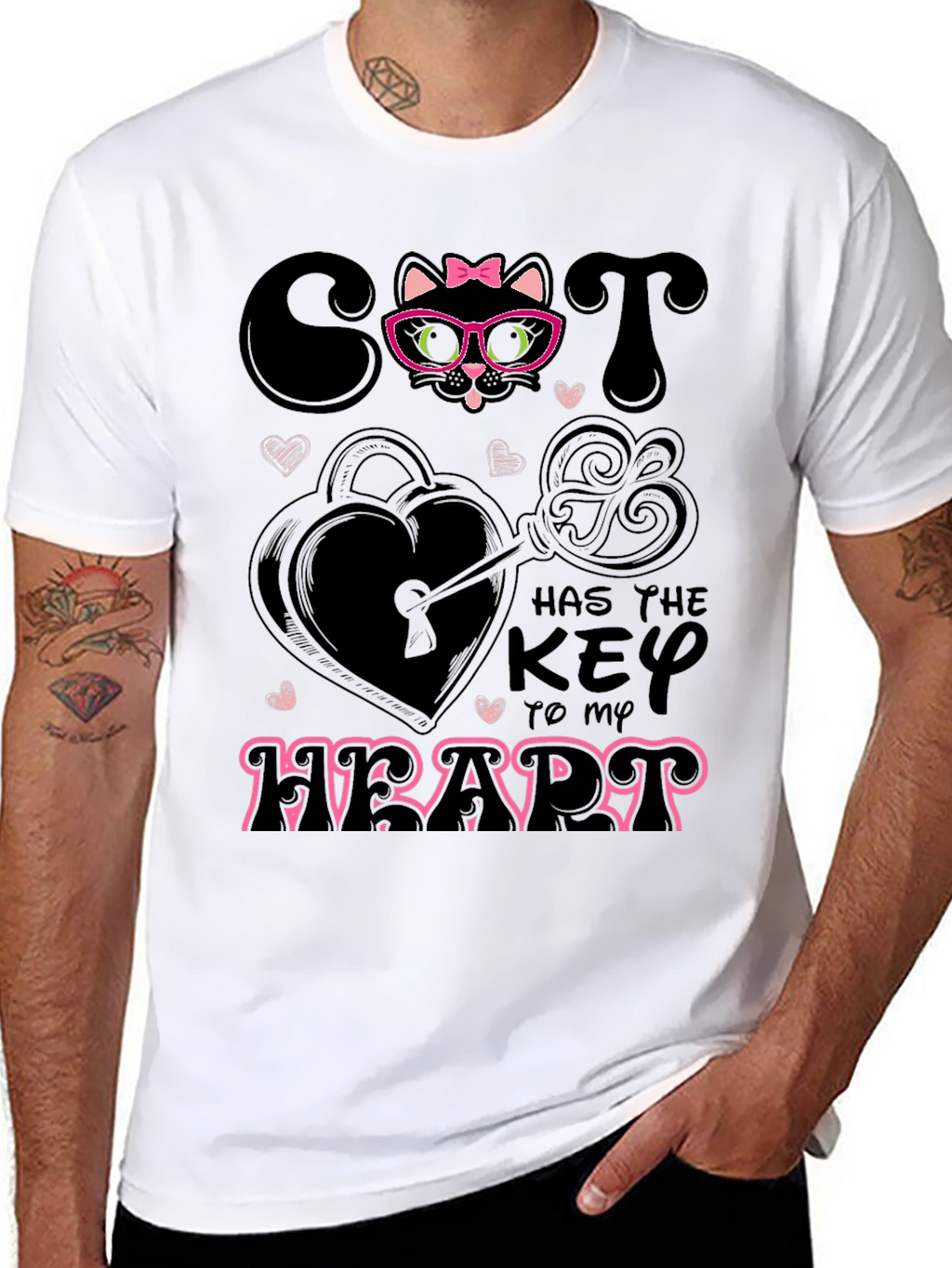 Camiseta Negra Cat Key to My Heart