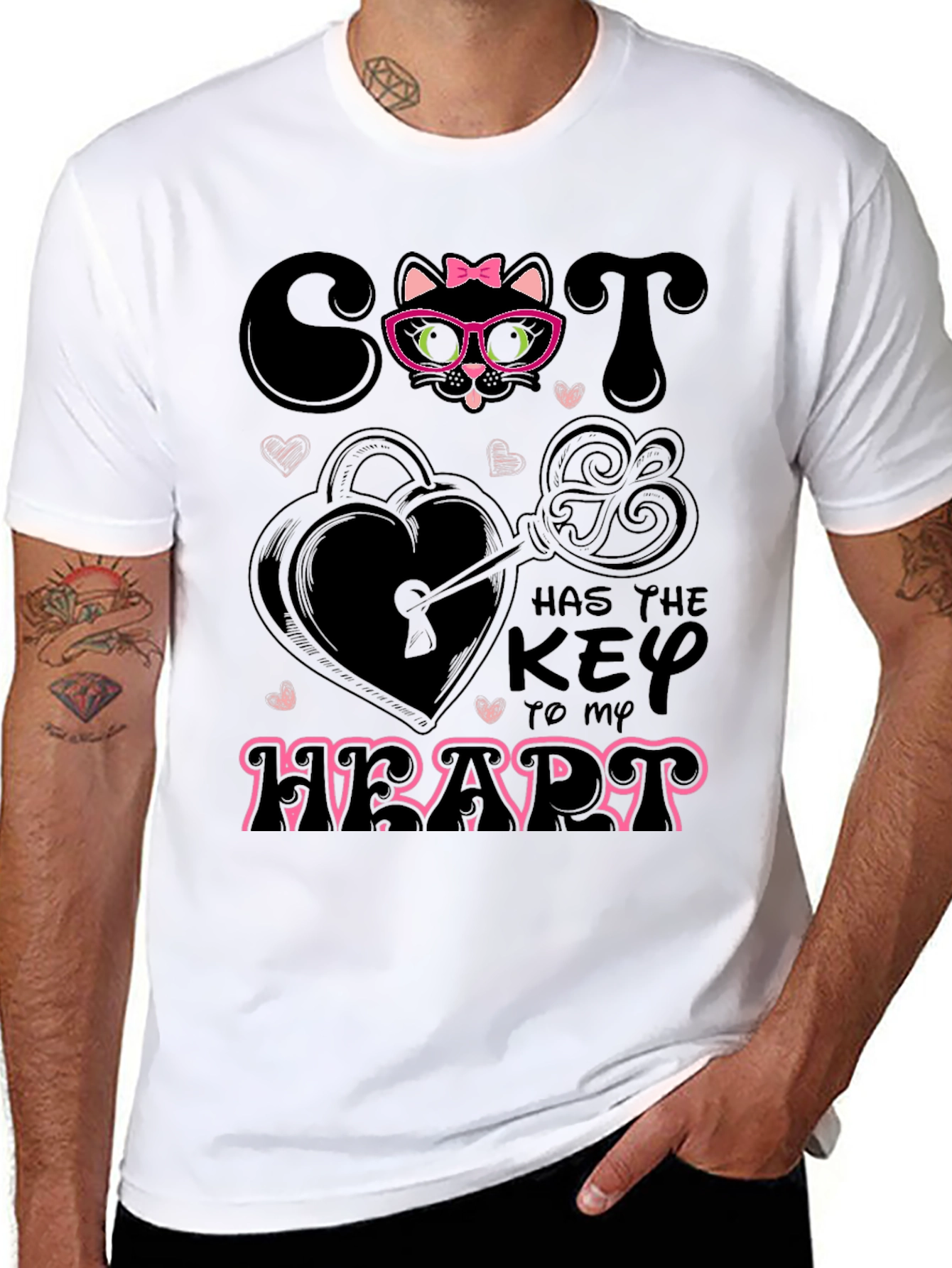 Camiseta Negra Cat Key to My Heart